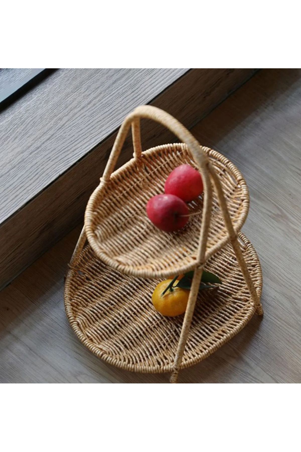 Sensoria 2 Katlı Rattan Meyvelik Sebzelik Hasır Meyvelik Sunumluk