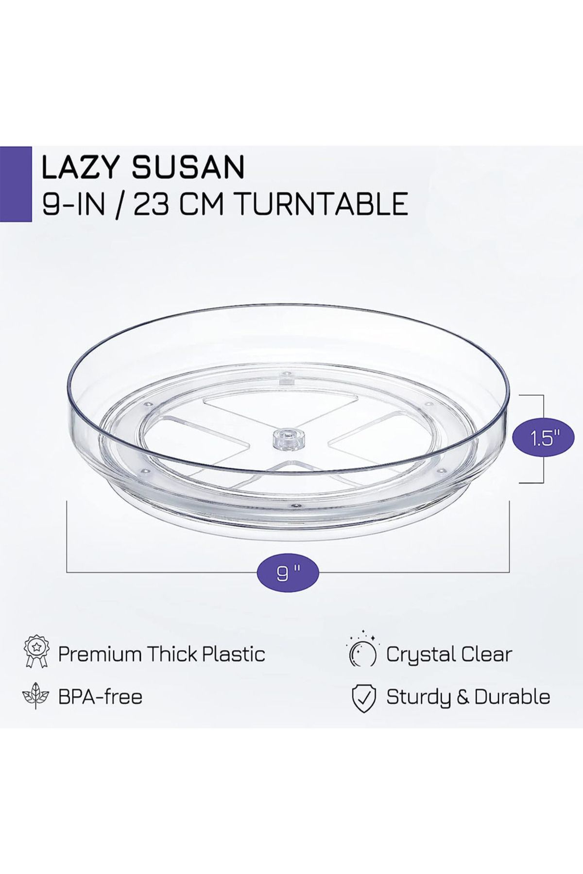 Choice-Lazy Susan Spice Rack Organizer, 360 Degree Rotating Round Lazy Susan Turntable For Cabinet, Clear 3