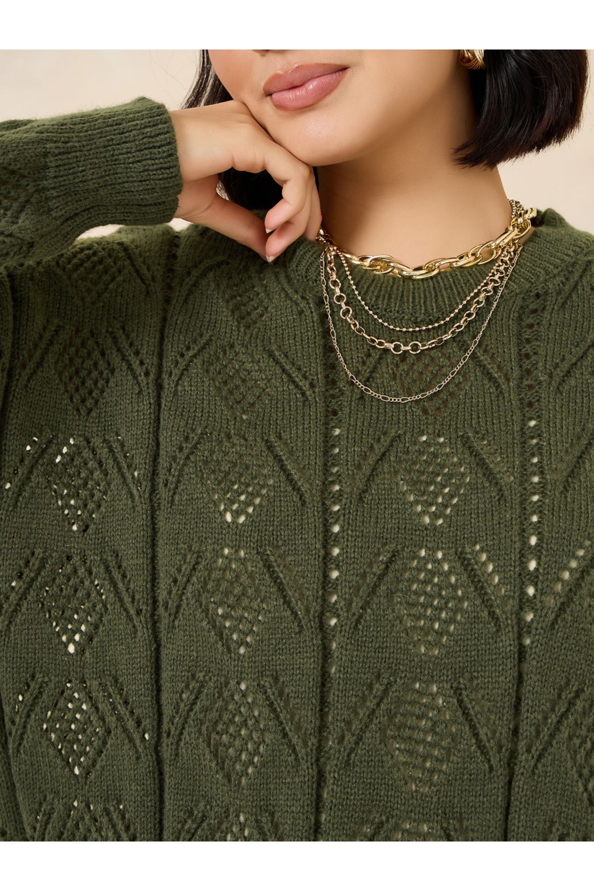 DeFacto-Regular Fit Turtleneck Cashmere Textured Extra Soft Sweater 3