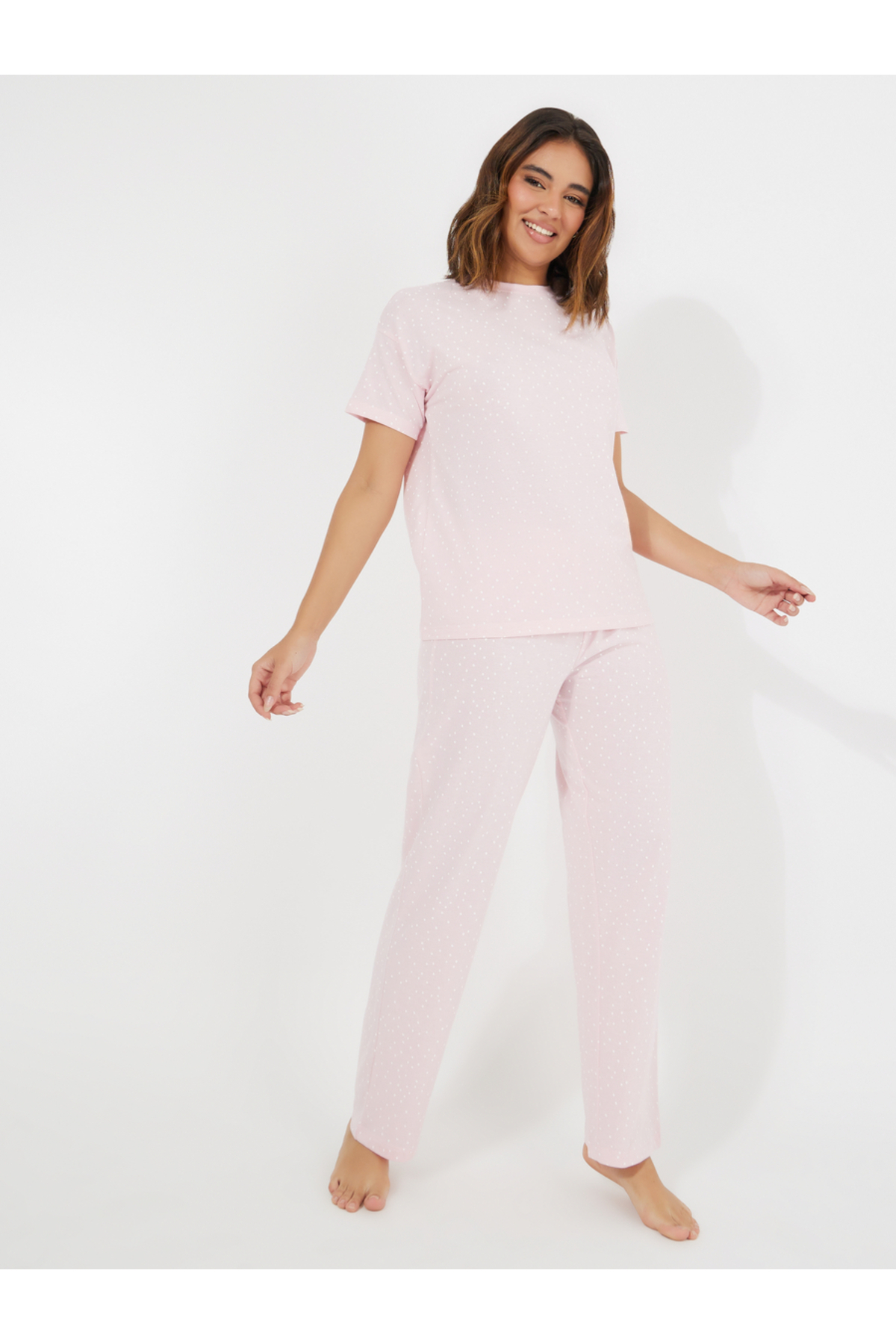 Styli All Over Polka Dot T-Shirt & Pyjama Set