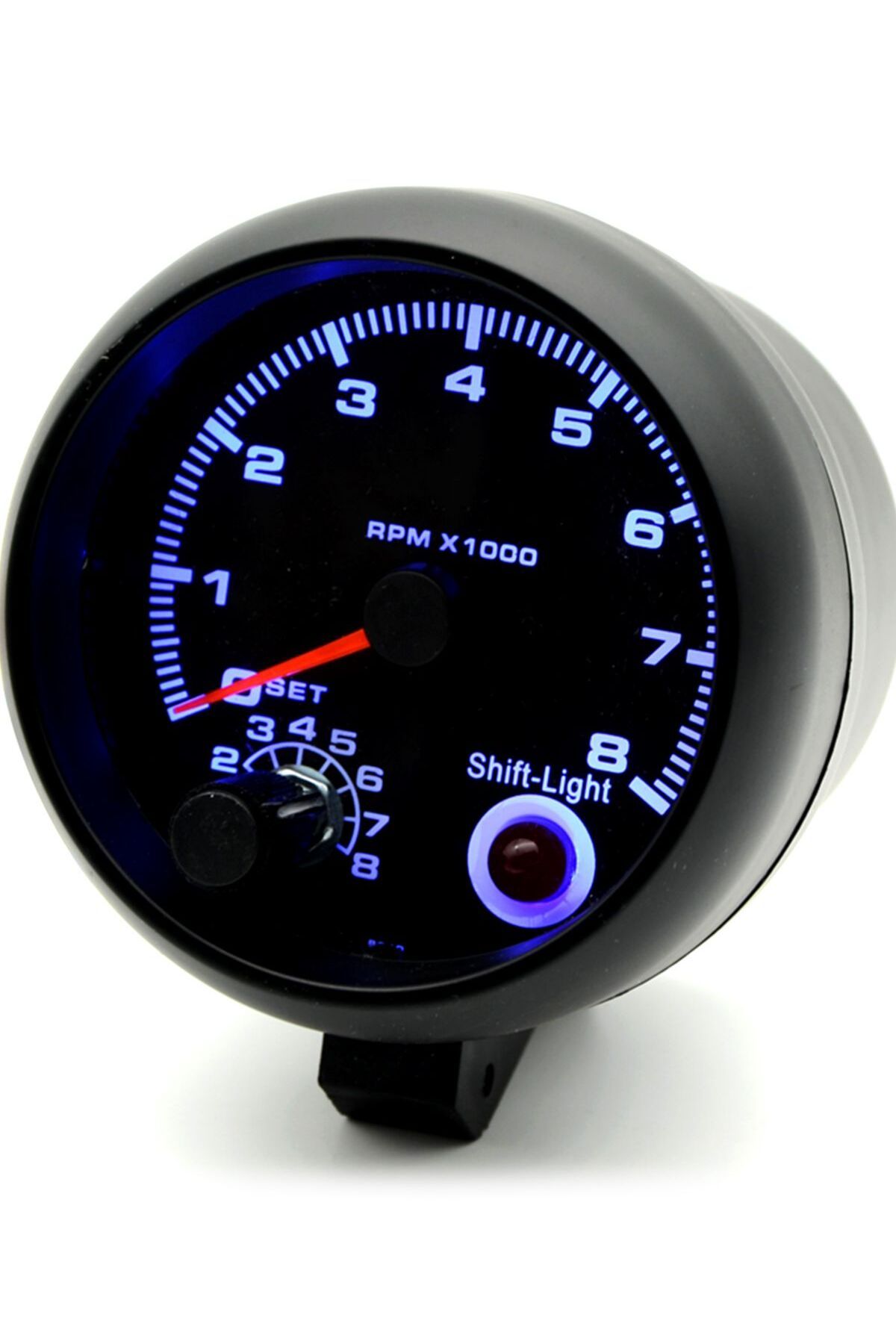 Choice-3.75'' Car Universal Black Tachometer Gauge Blue Inter Shift light 0-8000 RPM Tachometer 7