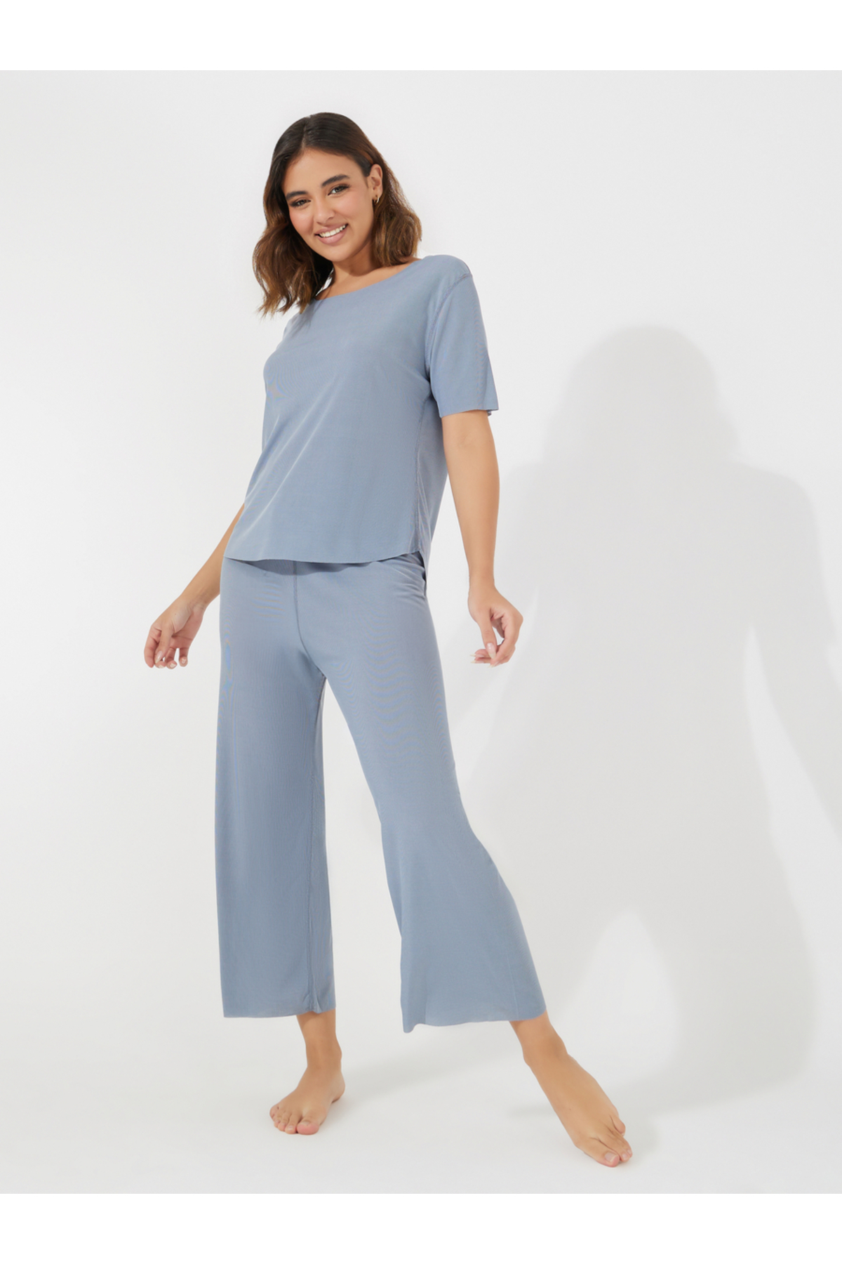 Take Two By Styli Texture Seamless T-Shirt & Pyjama Set