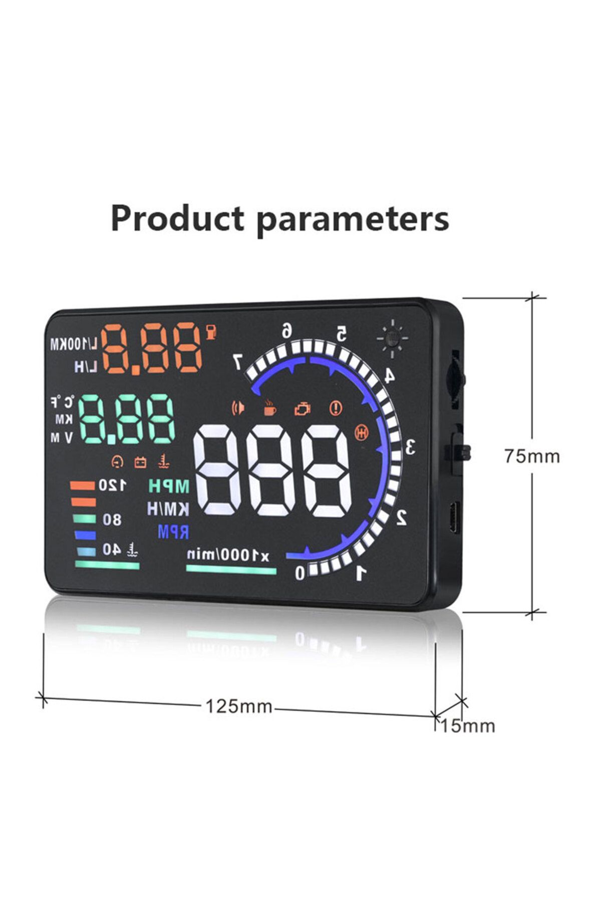 RYSJM-ADQ 5.5'' OBD2 HUD A8 Car Head Up Display Digital Speedometer Tachometer Windshield Speed Project... 5