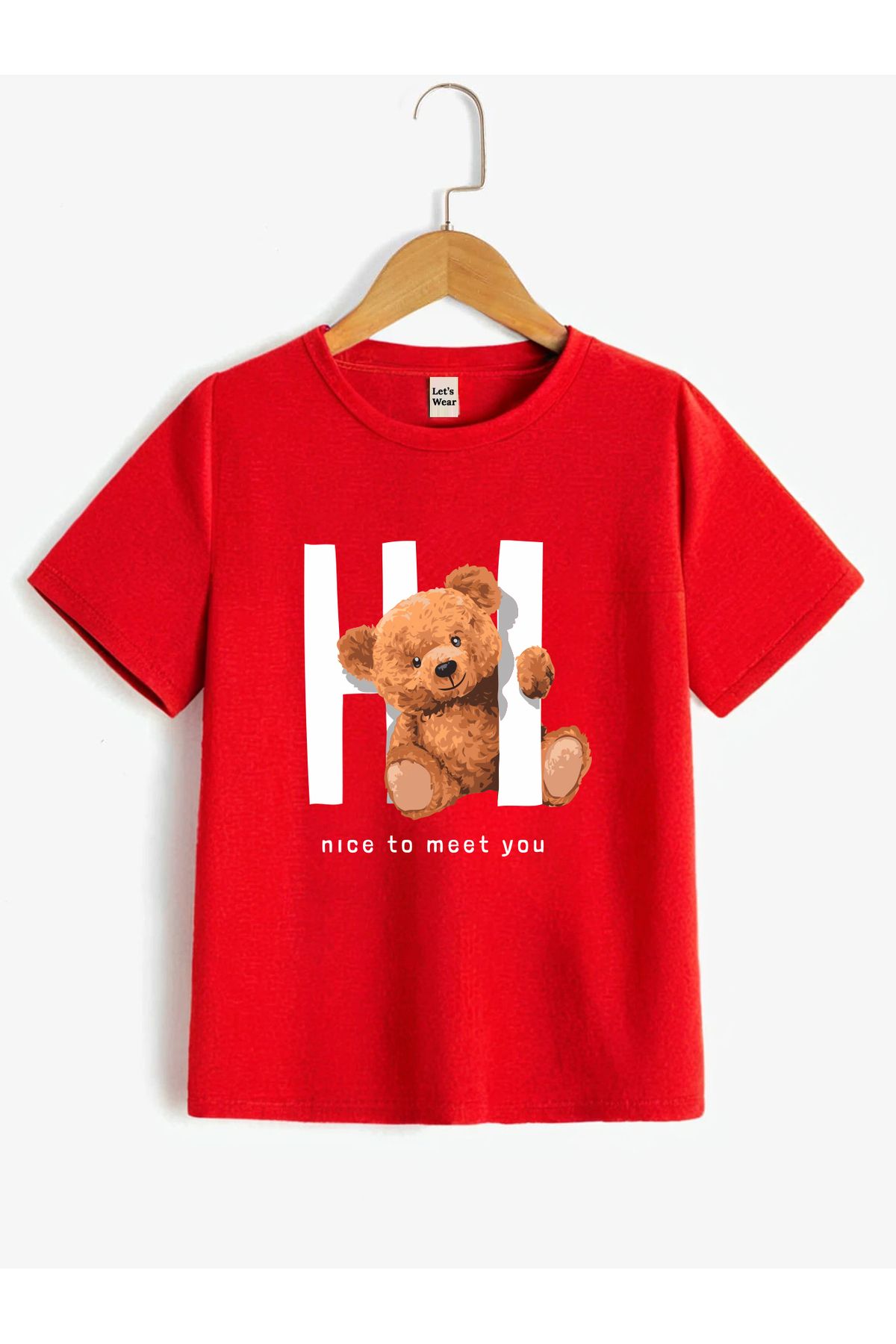 Let's Wear-Teddy Bear Custom Children's T-Shirt Combed Cotton Crew Neck T-Shirt for Kids 1