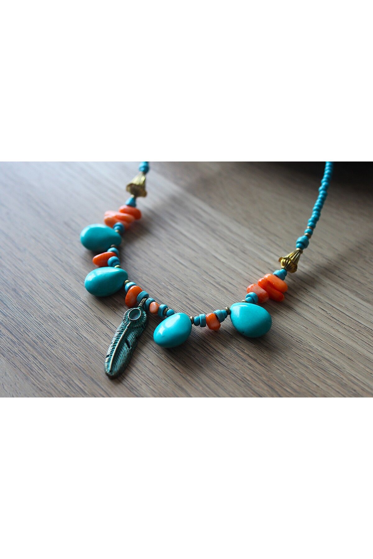 dela otantik-Handmade Turquoise Bohemian Necklace - Authentic Jewelry with Shippings - Beaded Boho Necklace Gift 3