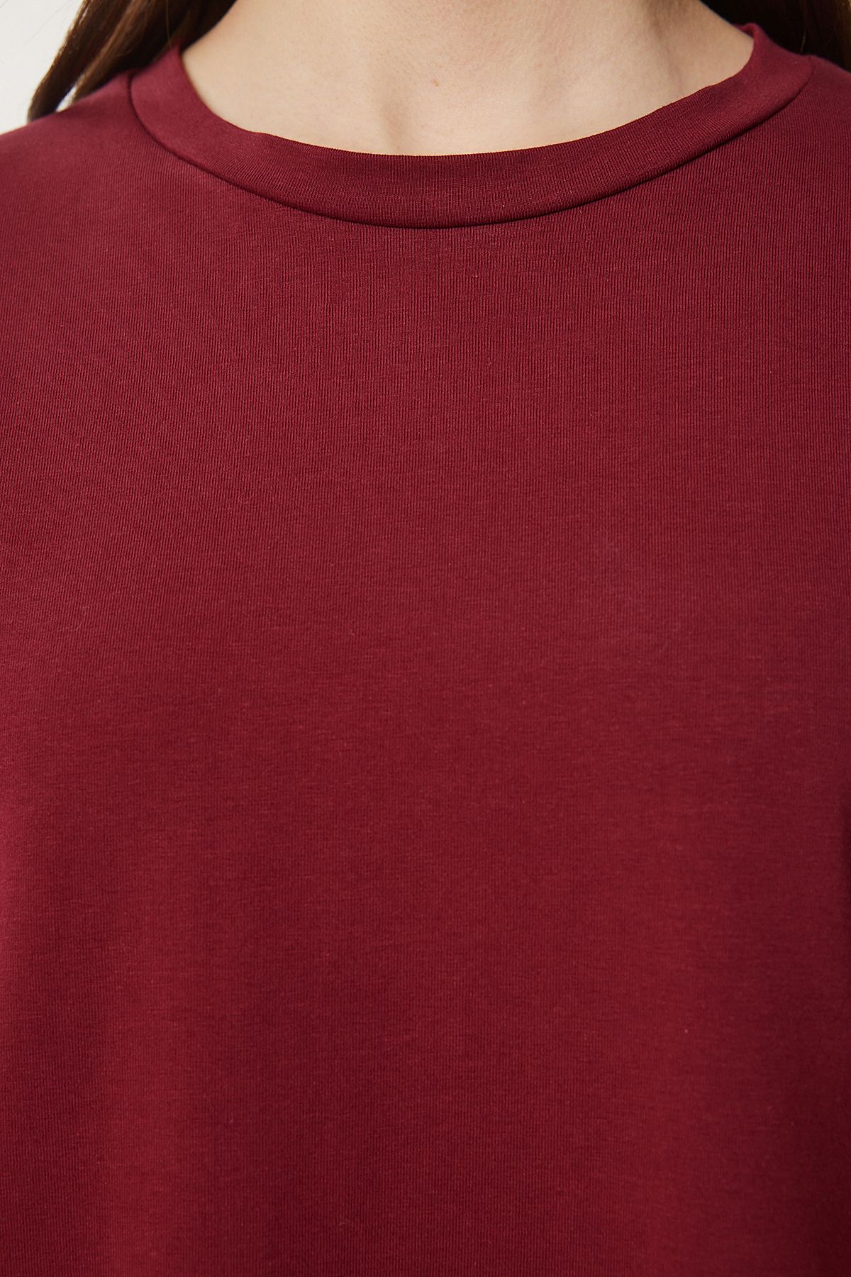 Lovelyİstanbul-Basic Oversize Knitted T-Shirt Claret Red Lhw0003 5