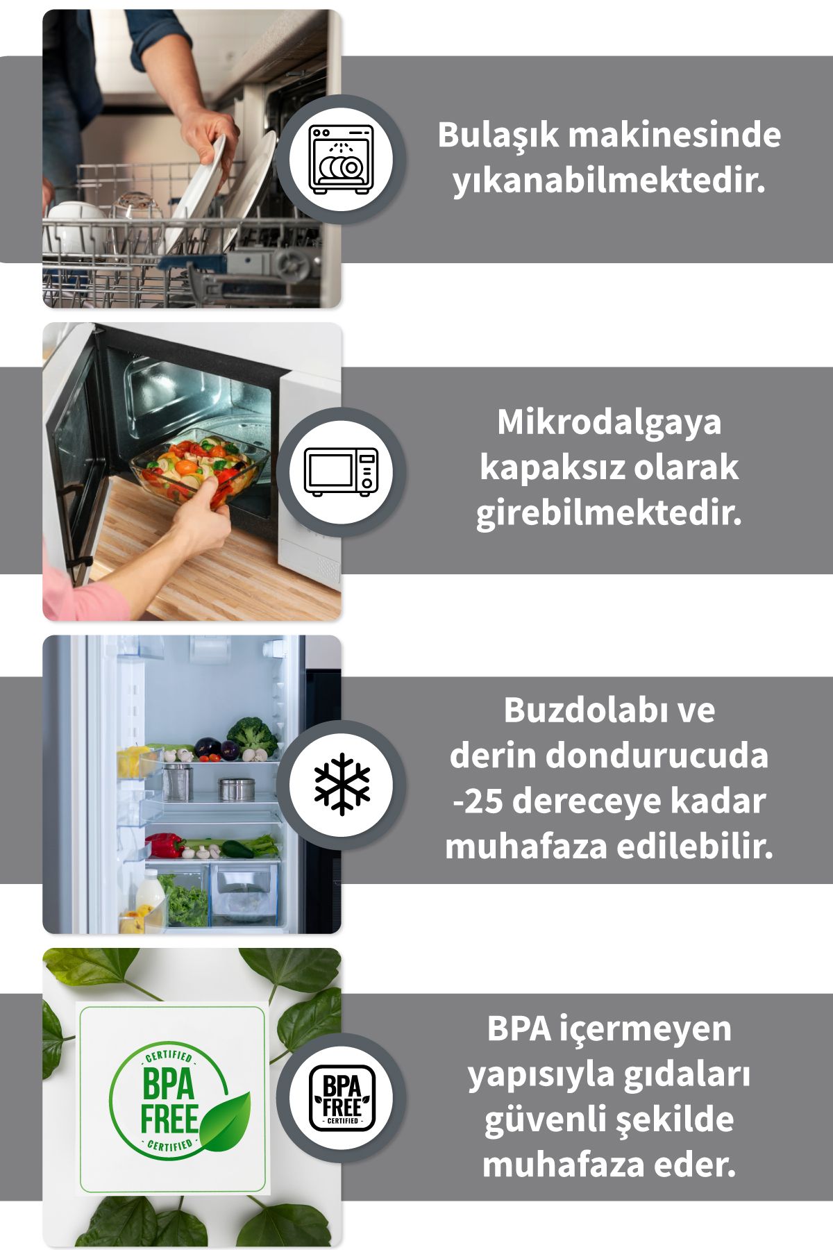 İronika-6 Pieces 1300 ml Food Groceries Storage Set with Lid - Square Box 3