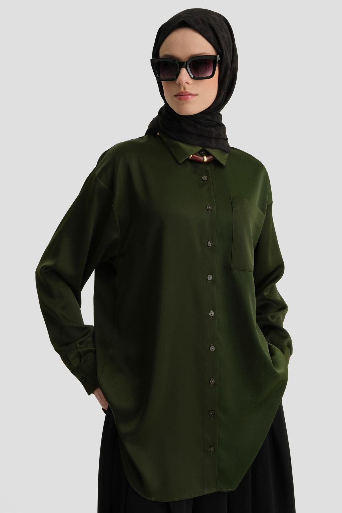 پیراهن پوشیده سبز اصلی خاکی اورجینال Armine