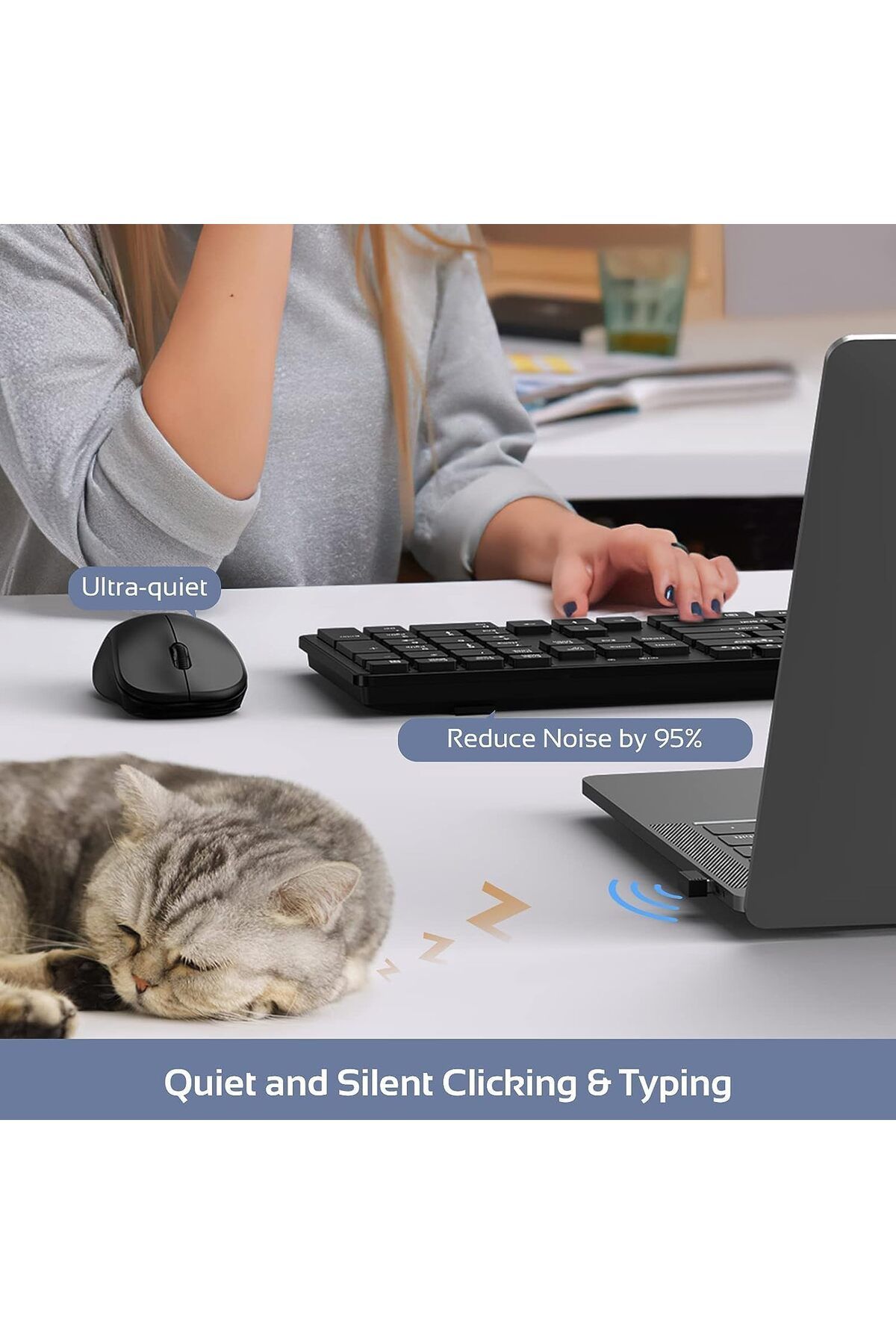 COOYA-Wireless USB Keyboard and Mouse Combo , 2.4G Stable Connection,Ergonomic with Number Pad 6