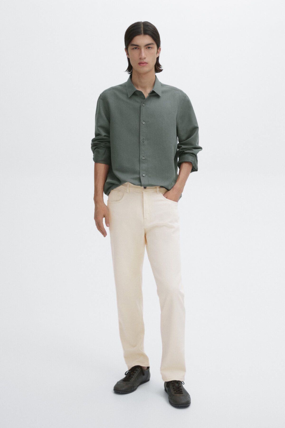 پیراهن پنبه ای ترکیبی Massimo Dutti