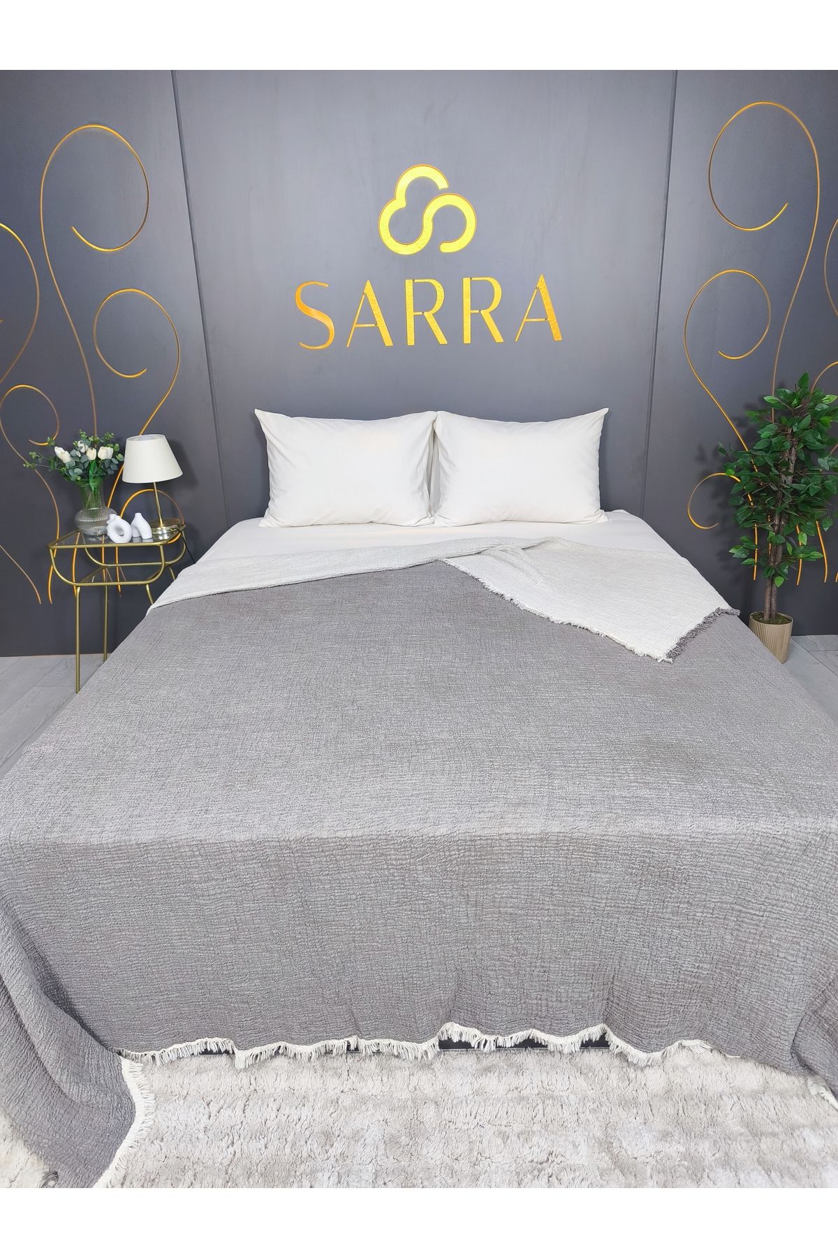 sarra 220x240 Cuver De Pat Muslină Dublă - Gri - One Size