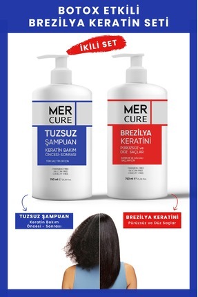 Mercure Saç Düzleştirici Keratin Bakımı 750 ml + Arındırıcı Tuzsuz Şampuan 75...