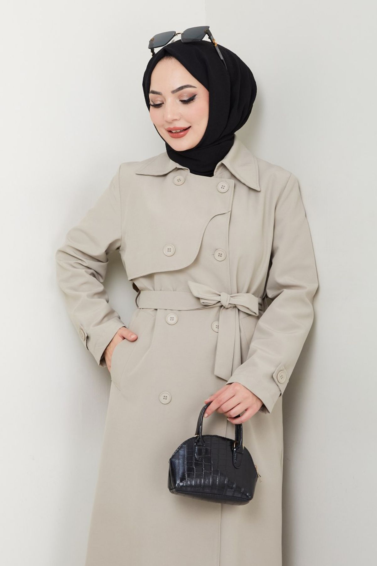 InStyle-Long Lined Stone Trench Coat with Cap Detail 4