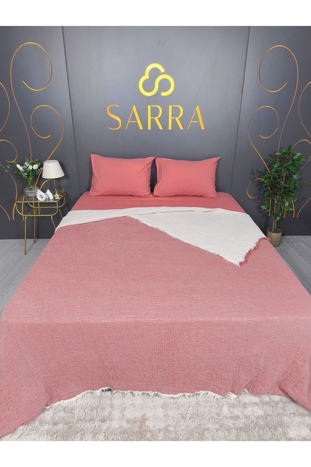 sarra 220x240 Cuver De Pat Muslină Dublă - Gresie - One Size