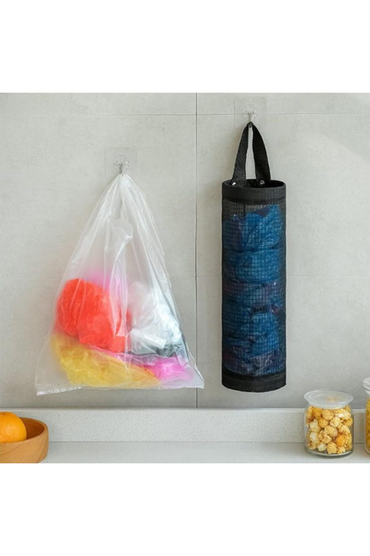 COOYA-4 Pack Plastic Bag Holder, Mesh Hanging Storage Organizer, Grocery Bag Dispenser 6