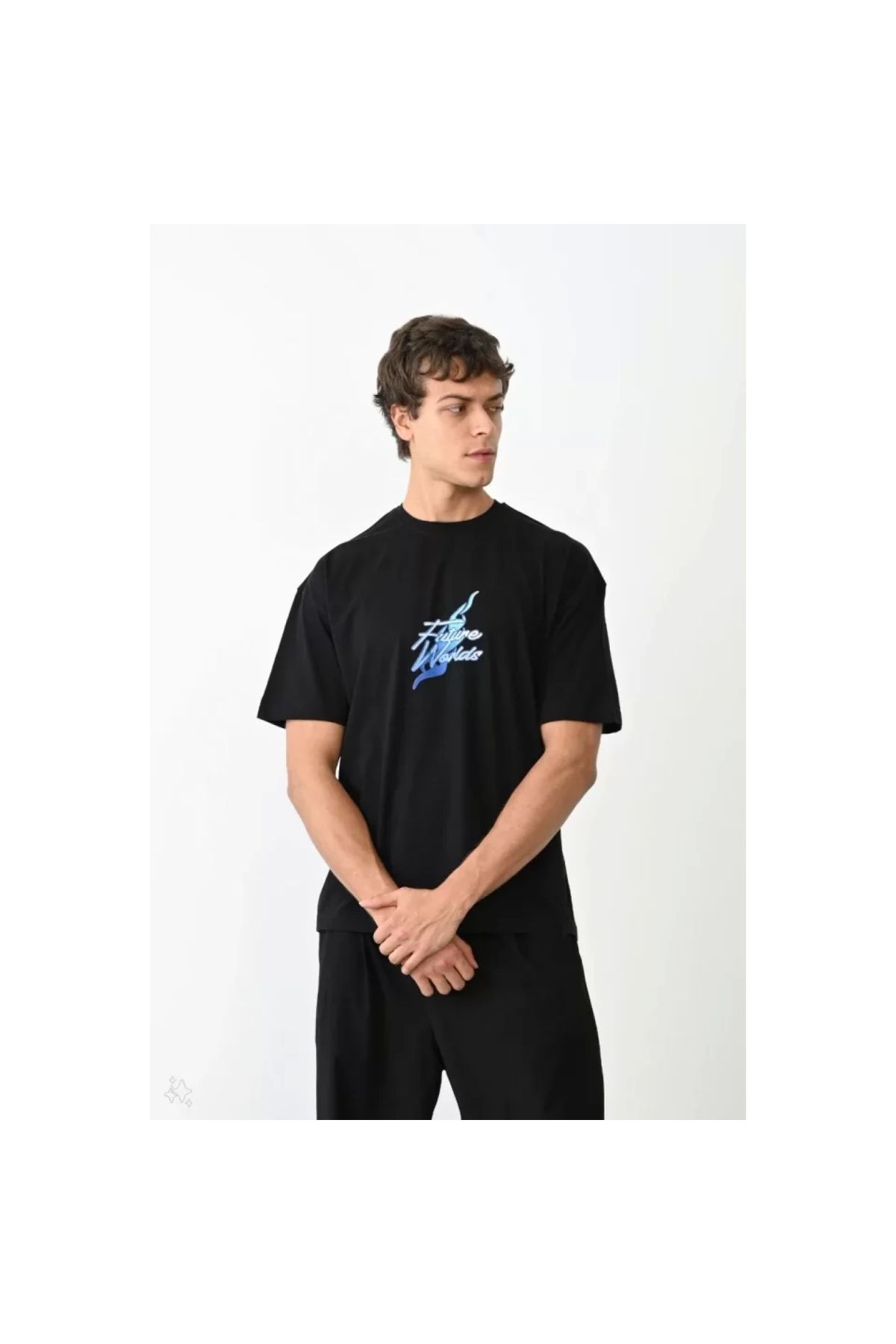 Marsilyan Unisex Bisiklet Yaka Baskılı Oversize TShirt