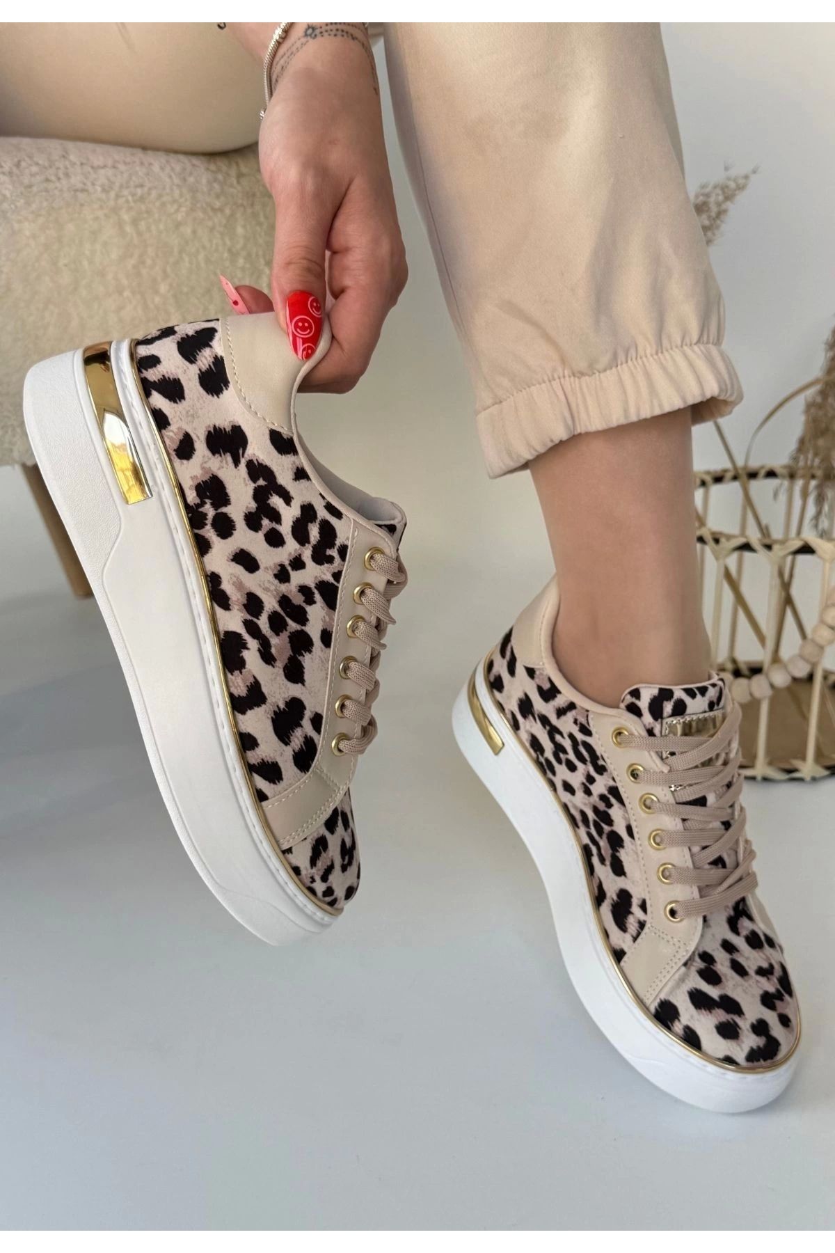 Erbilden-Kity Cheetah Satin Lace-Up Sneakers 2