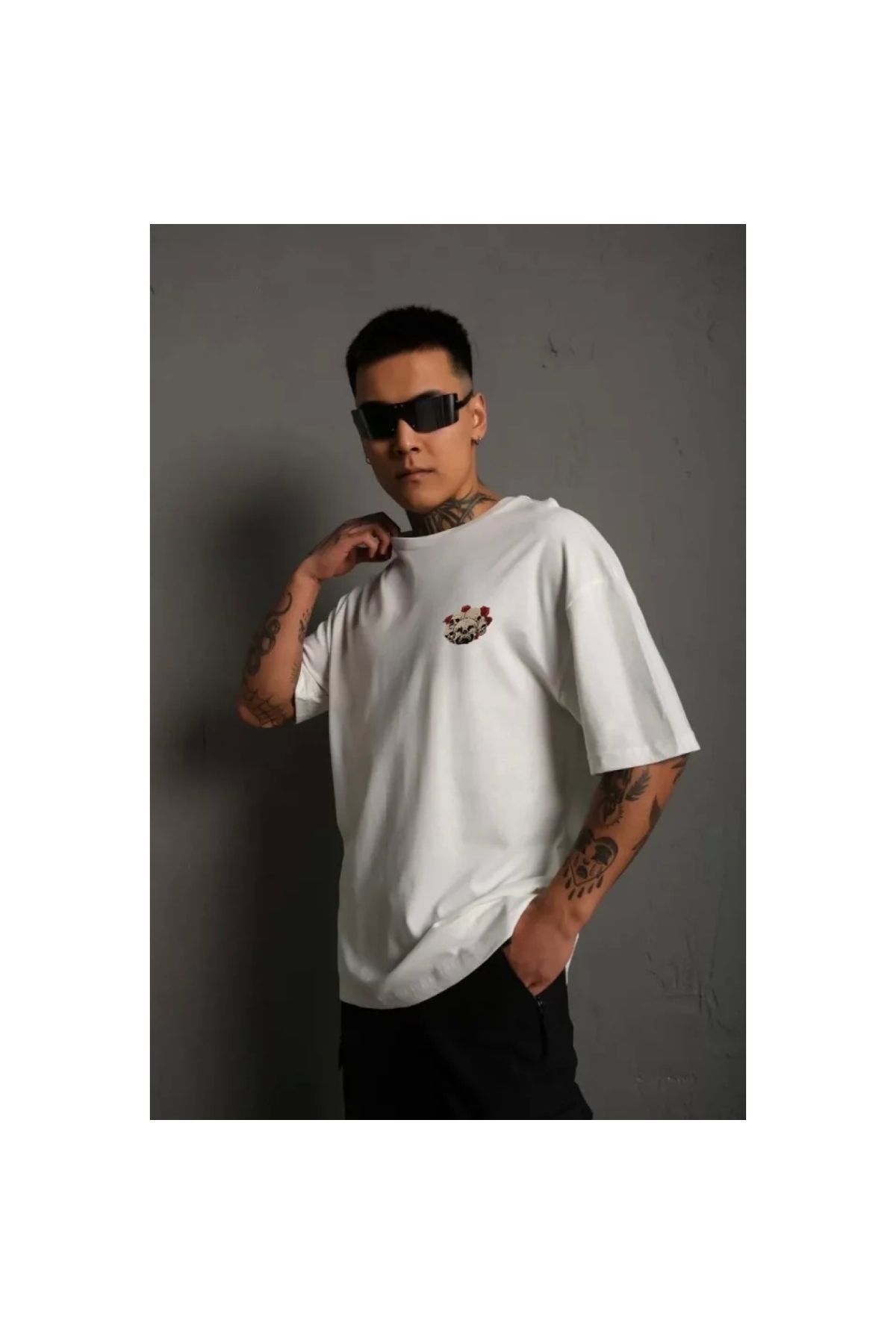 Marsilyan Unisex Bisiklet Yaka Baskılı Oversize TShirt