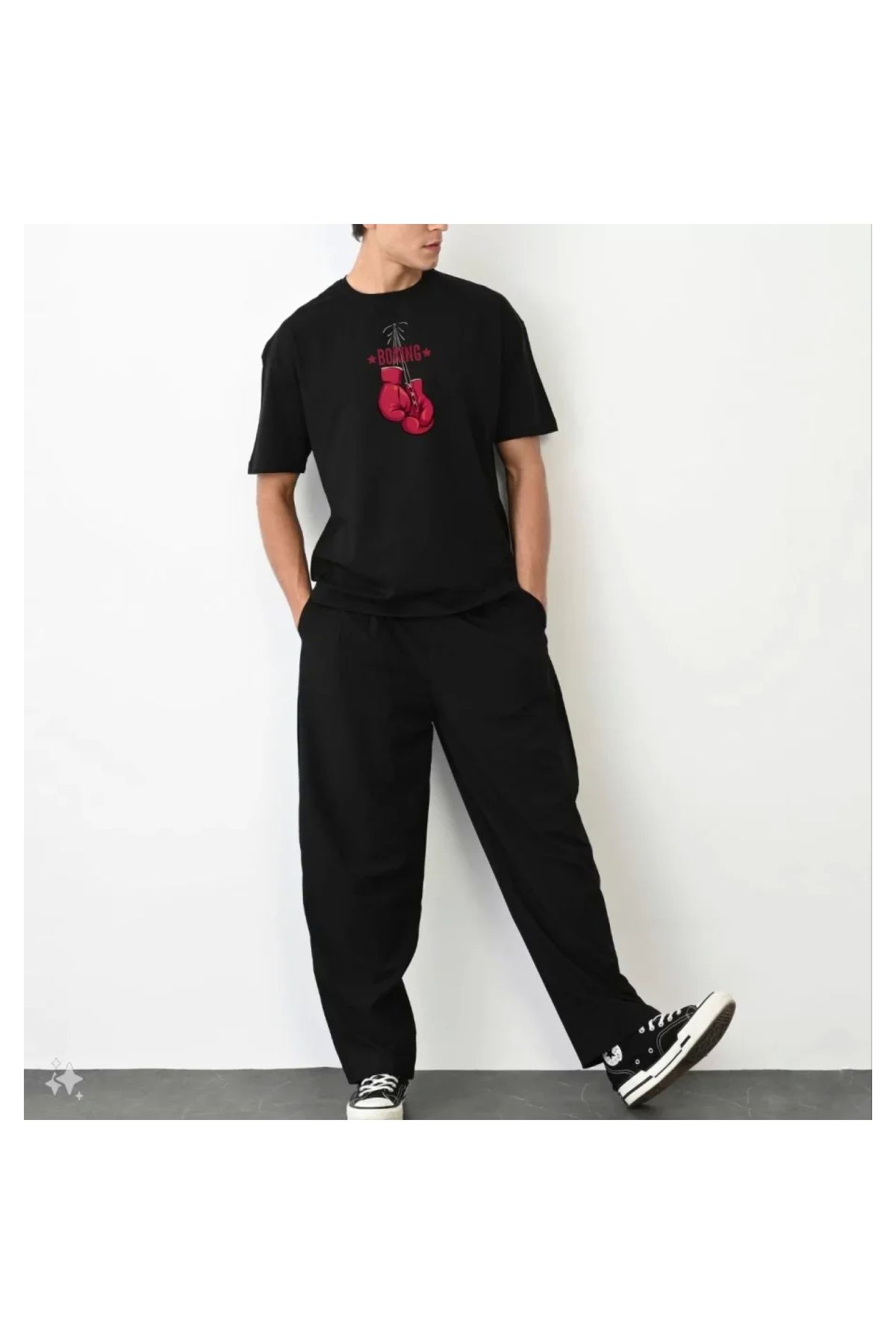 Marsilyan Unisex Bisiklet Yaka Baskılı Oversize TShirt