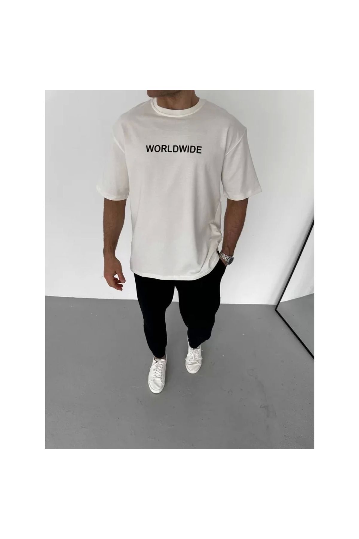 Marsilyan Unisex Bisiklet Yaka Baskılı Oversize TShirt