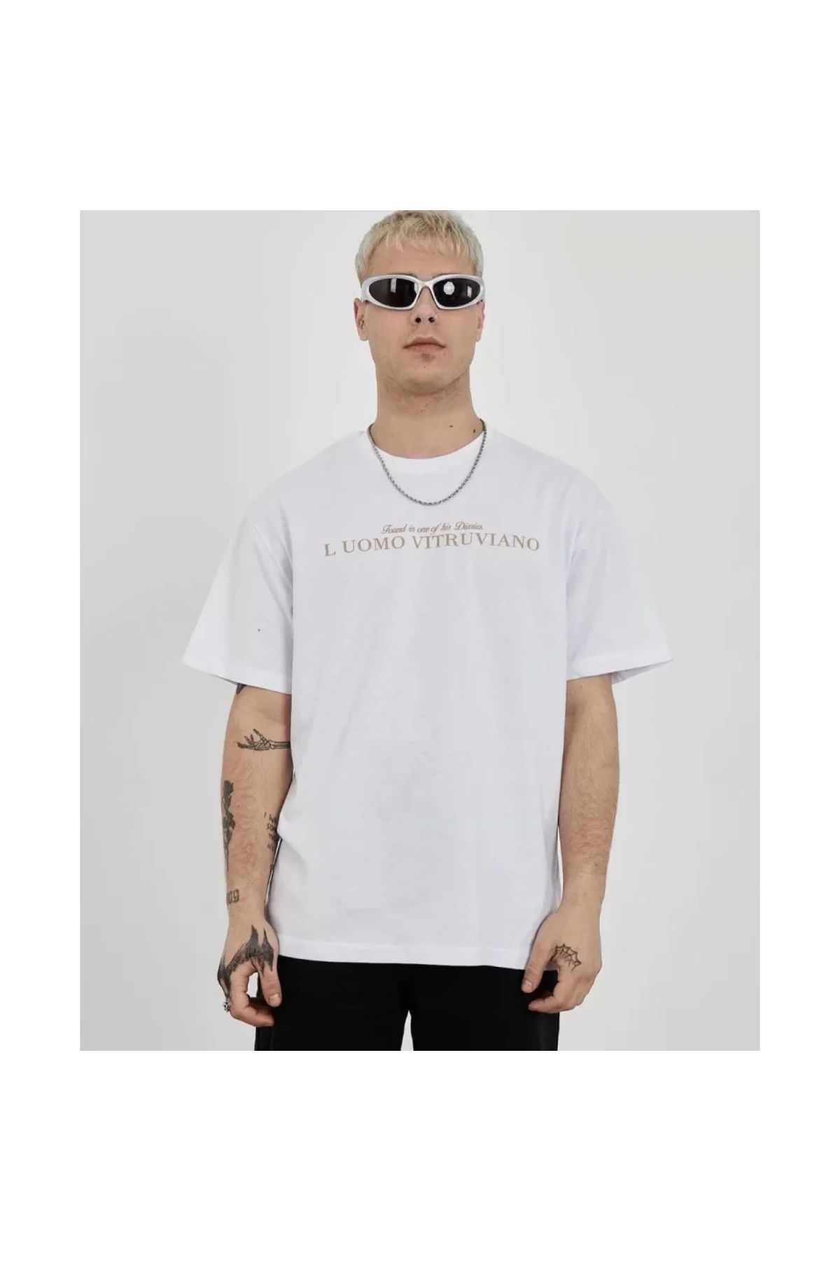 Narnuga Unisex Bisiklet Yaka Baskılı Oversize TShirt