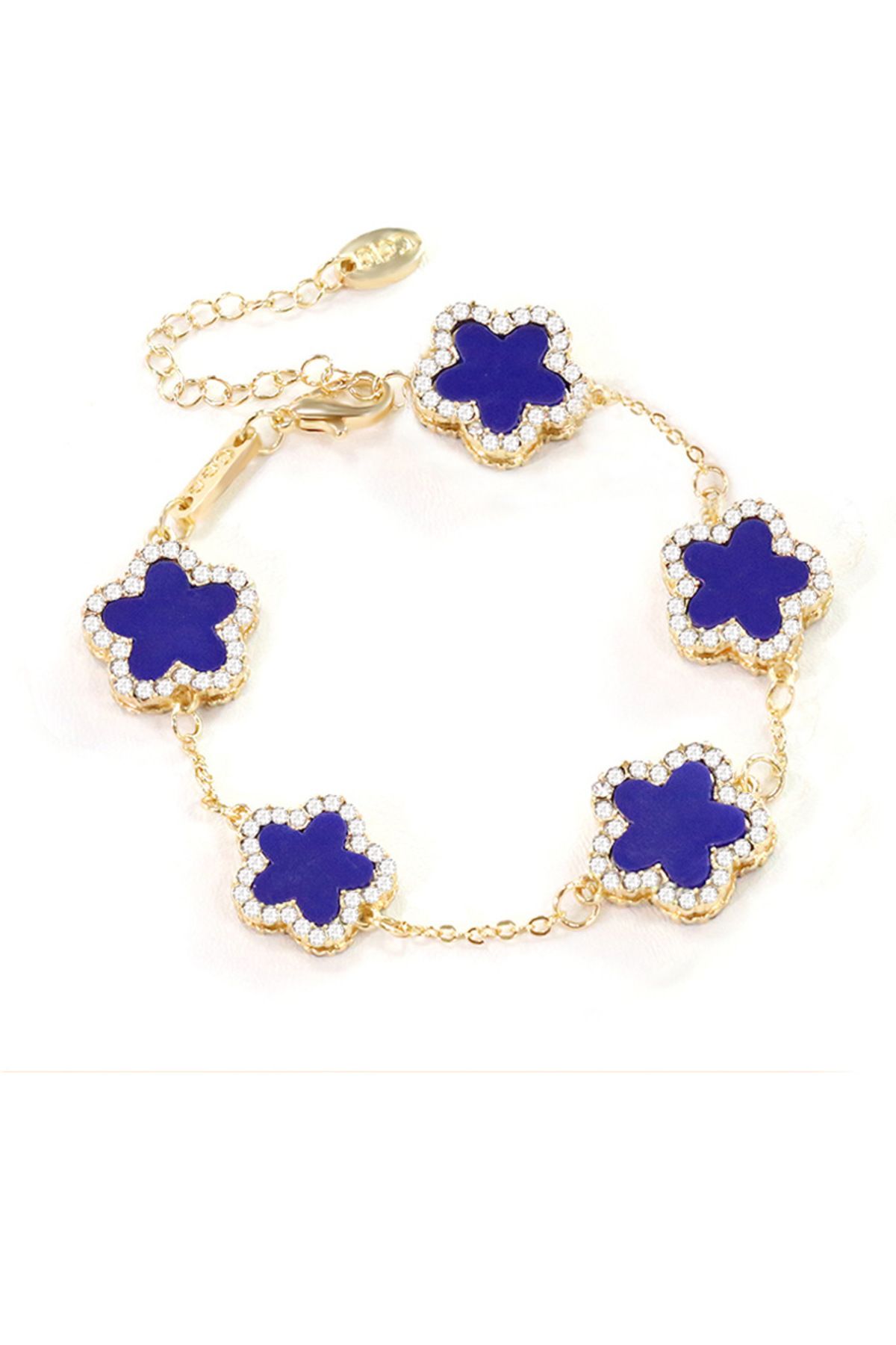 Choice-blue 21cm Hot Selling Item Five Flower Bracelet For Women Fashion Two Sided With Stone Imitation Fri 1