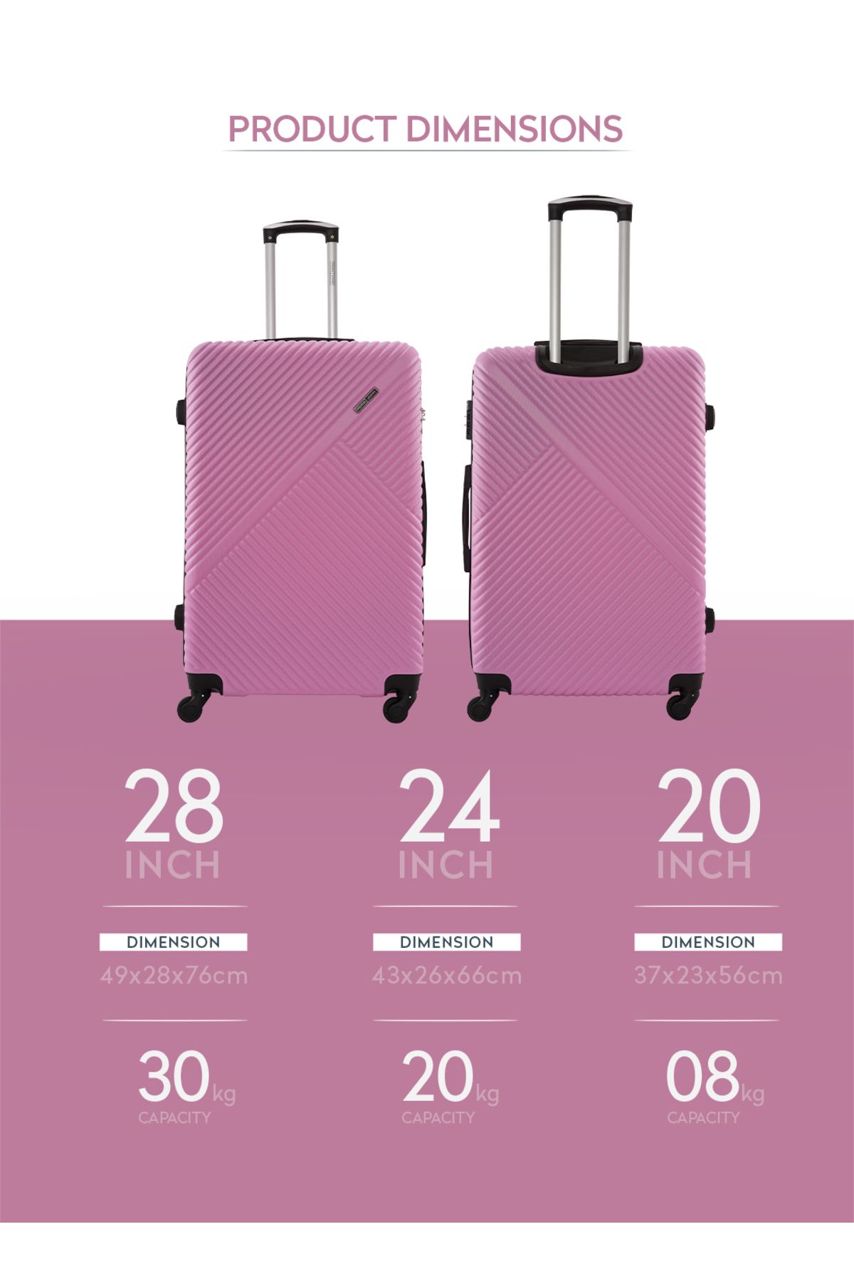 PARAJOHN-Aurora Set of 3 ABS Hard Case Luggage Trolley Bag with 4 Spinner Wheels & Lock 5