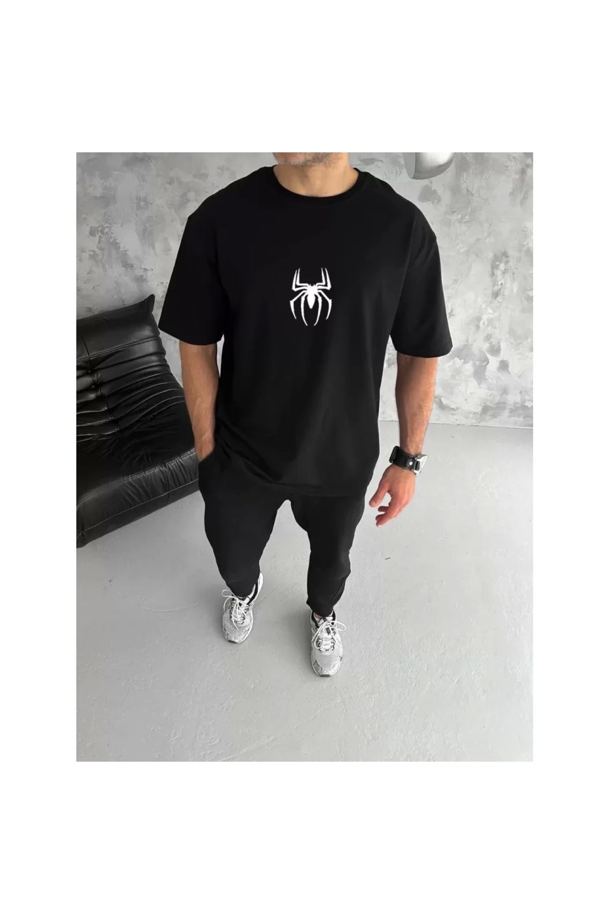 Marsilyan Unisex Bisiklet Yaka Baskılı Oversize TShirt