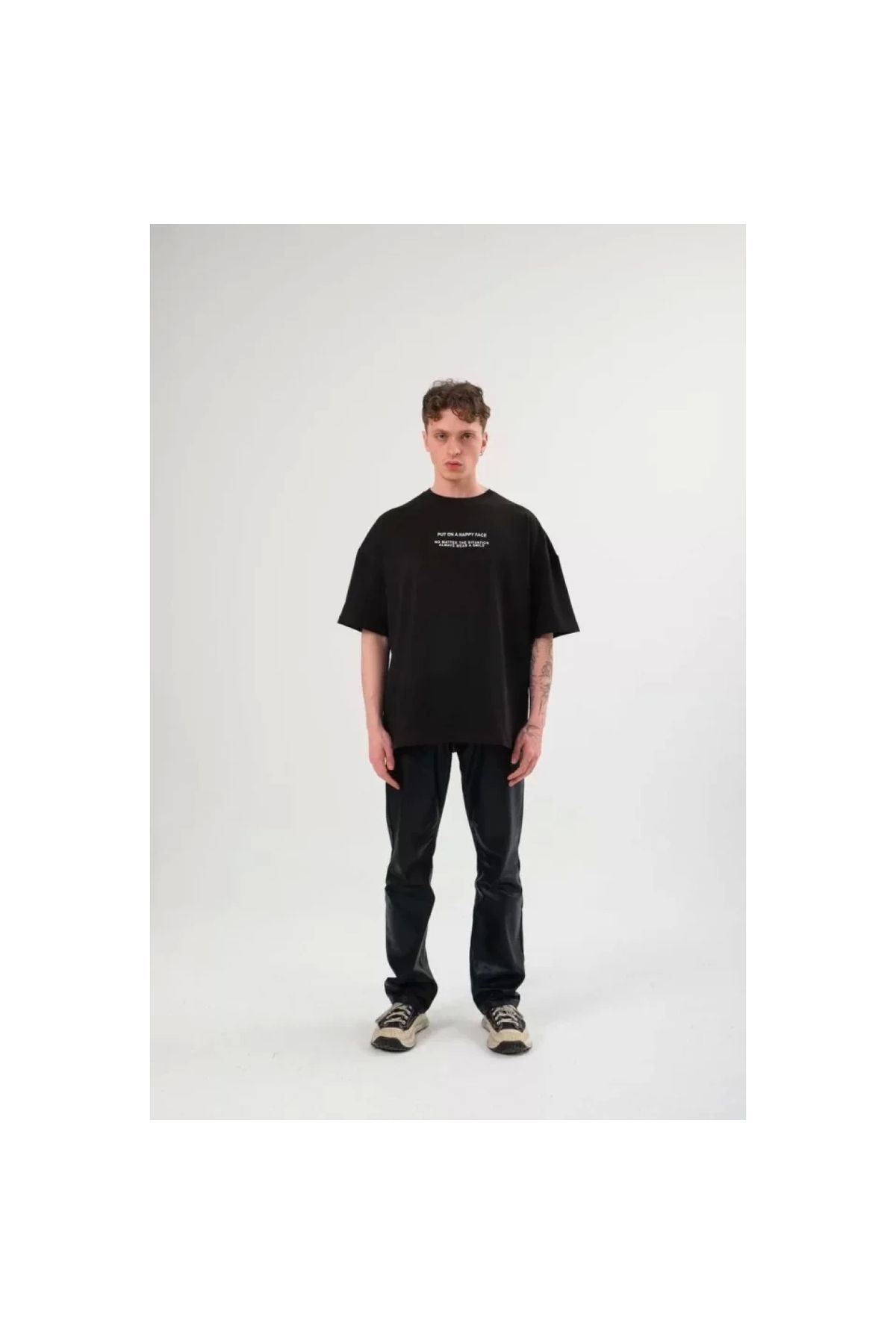Marsilyan Unisex Bisiklet Yaka Baskılı Oversize TShirt