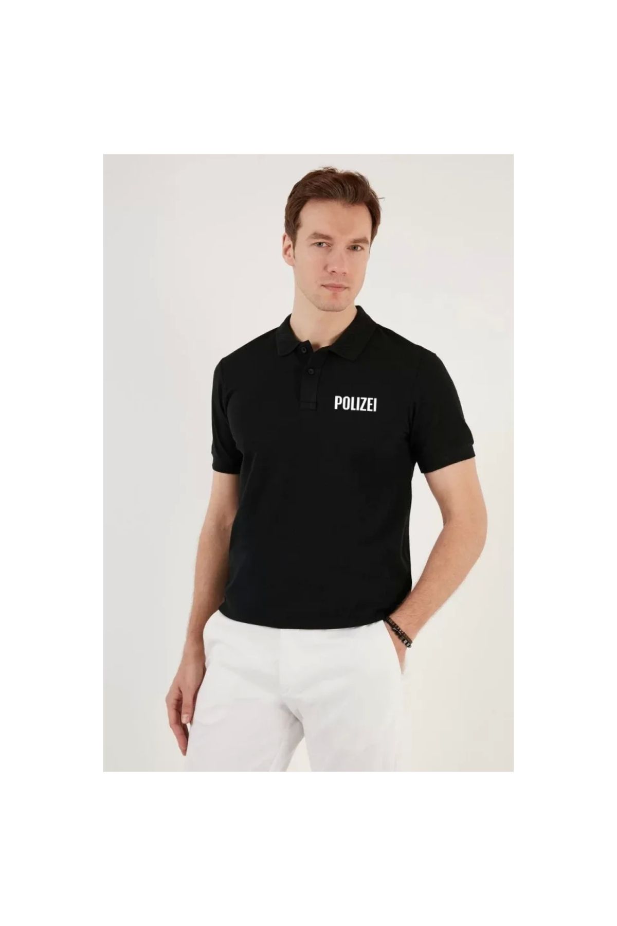 Marsilyan Yakası Düğmeli Yakalı Pike Baskılı TShirt