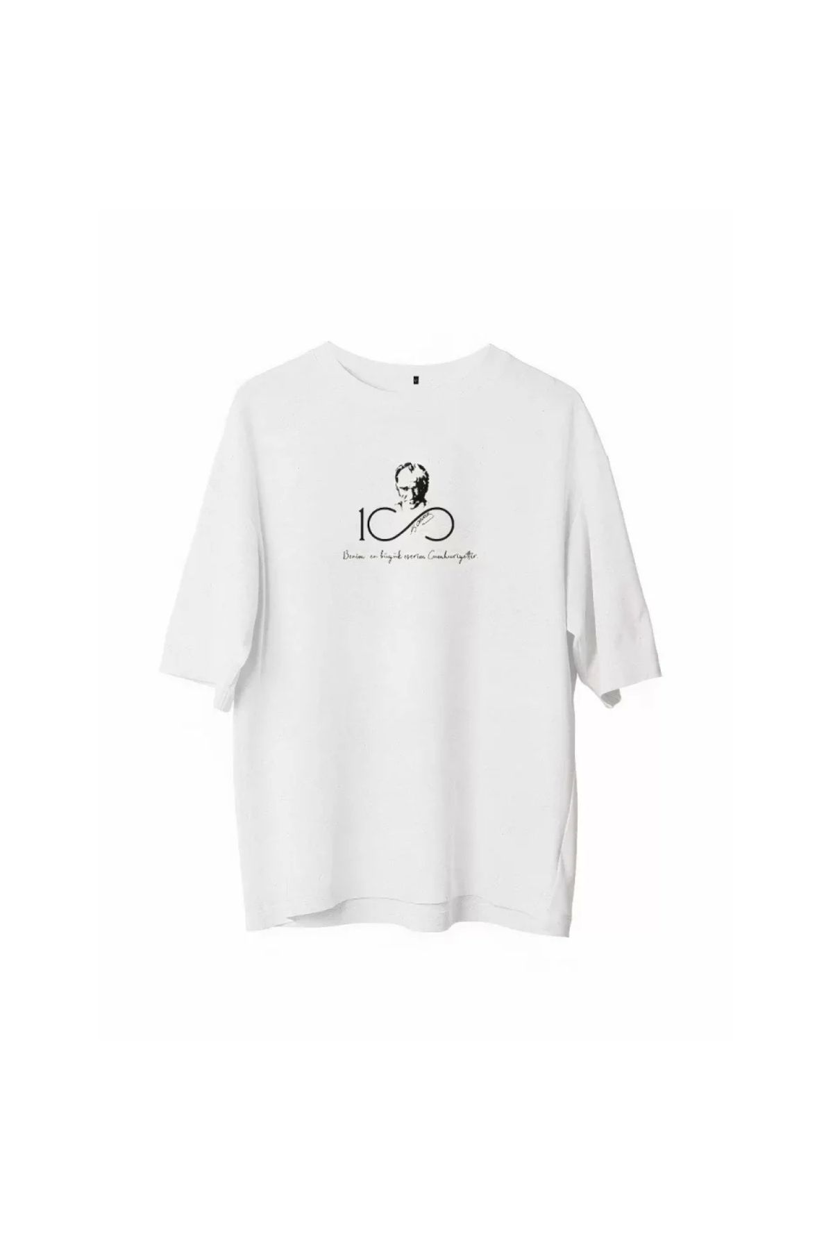 Narnuga Unisex Bisiklet Yaka Baskılı Oversize TShirt
