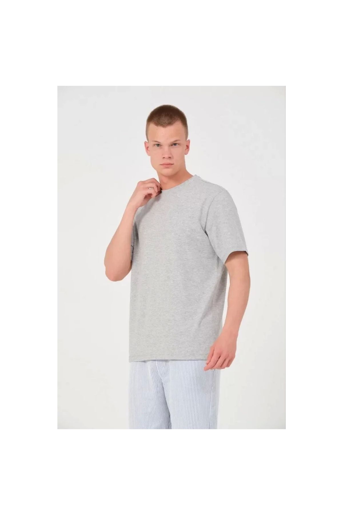 Marsilyan Unisex Düz Biskilet Yaka Oversize Tshirt