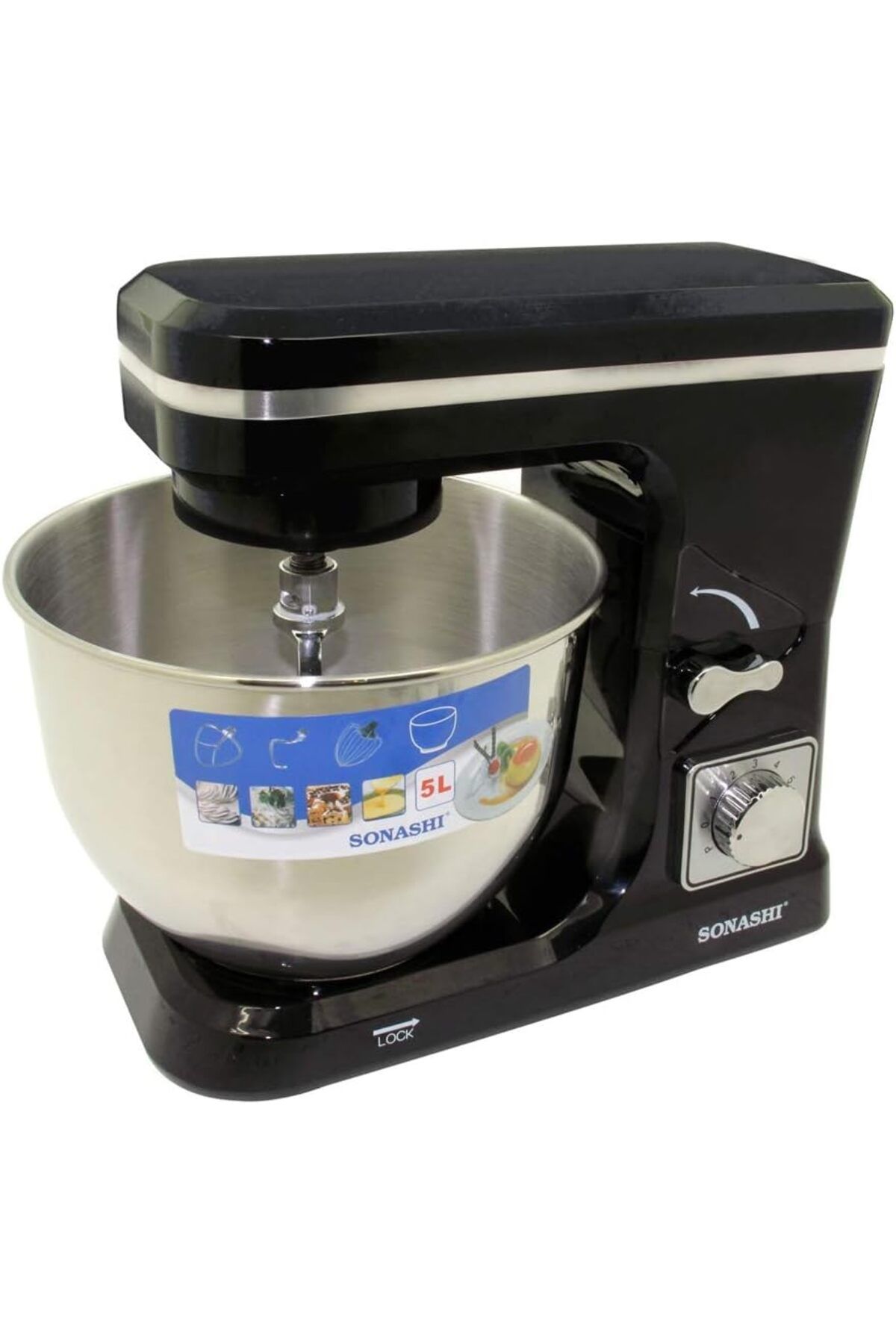 sonashi-Multi-Functional Stand Mixer with Stainless Steel Mixing Bowl - 6 Speeds with Pulse Control | Splash 5