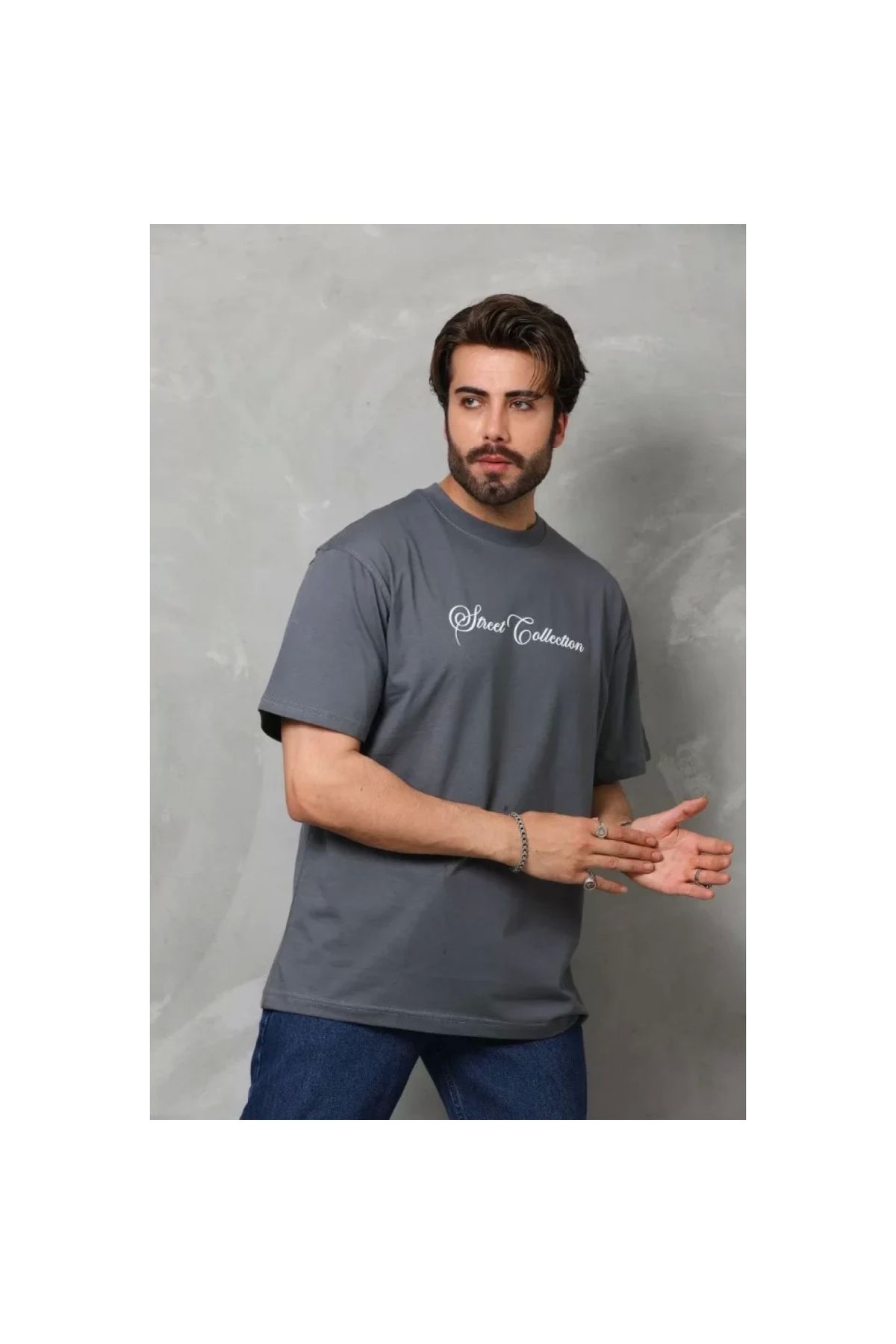 Marsilyan Unisex Bisiklet Yaka Baskılı Oversize TShirt