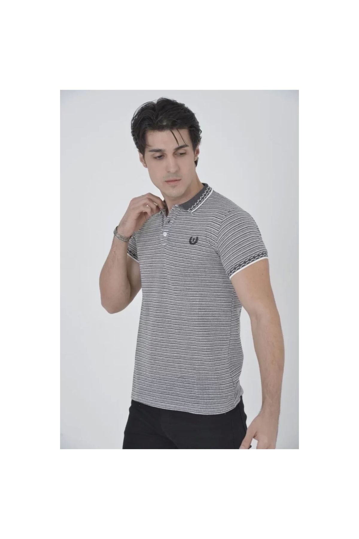 Marsilyan Erkek Yakalı Slim Fit Dokuma TShirt