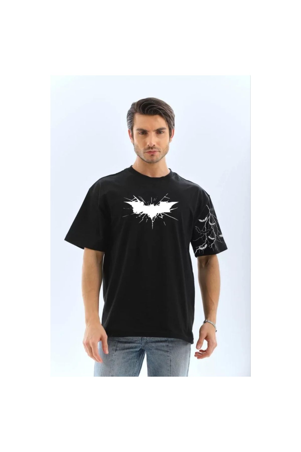 Marsilyan Unisex Ön Ve Kol Baskılı Oversize Tshirt
