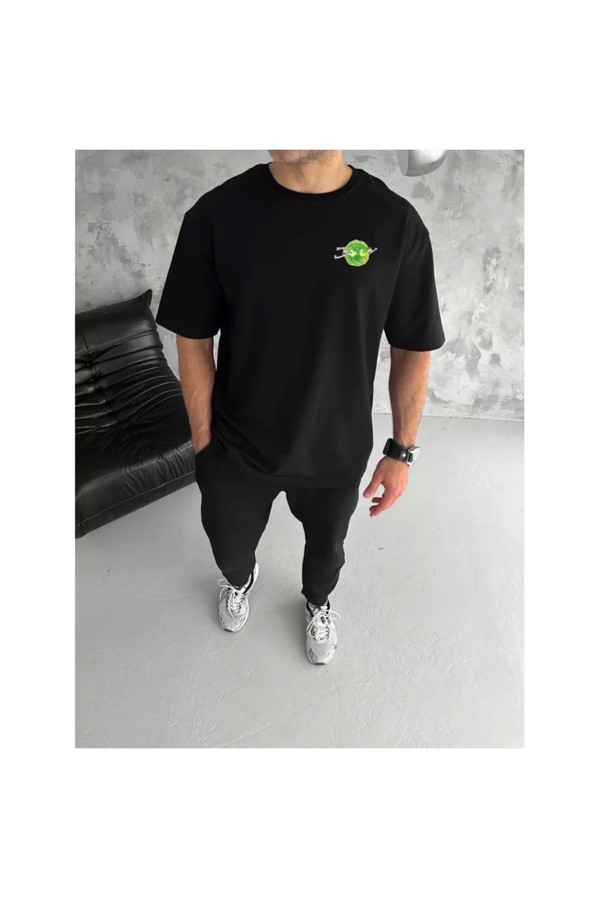 Marsilyan Unisex Bisiklet Yaka Baskılı Oversize TShirt