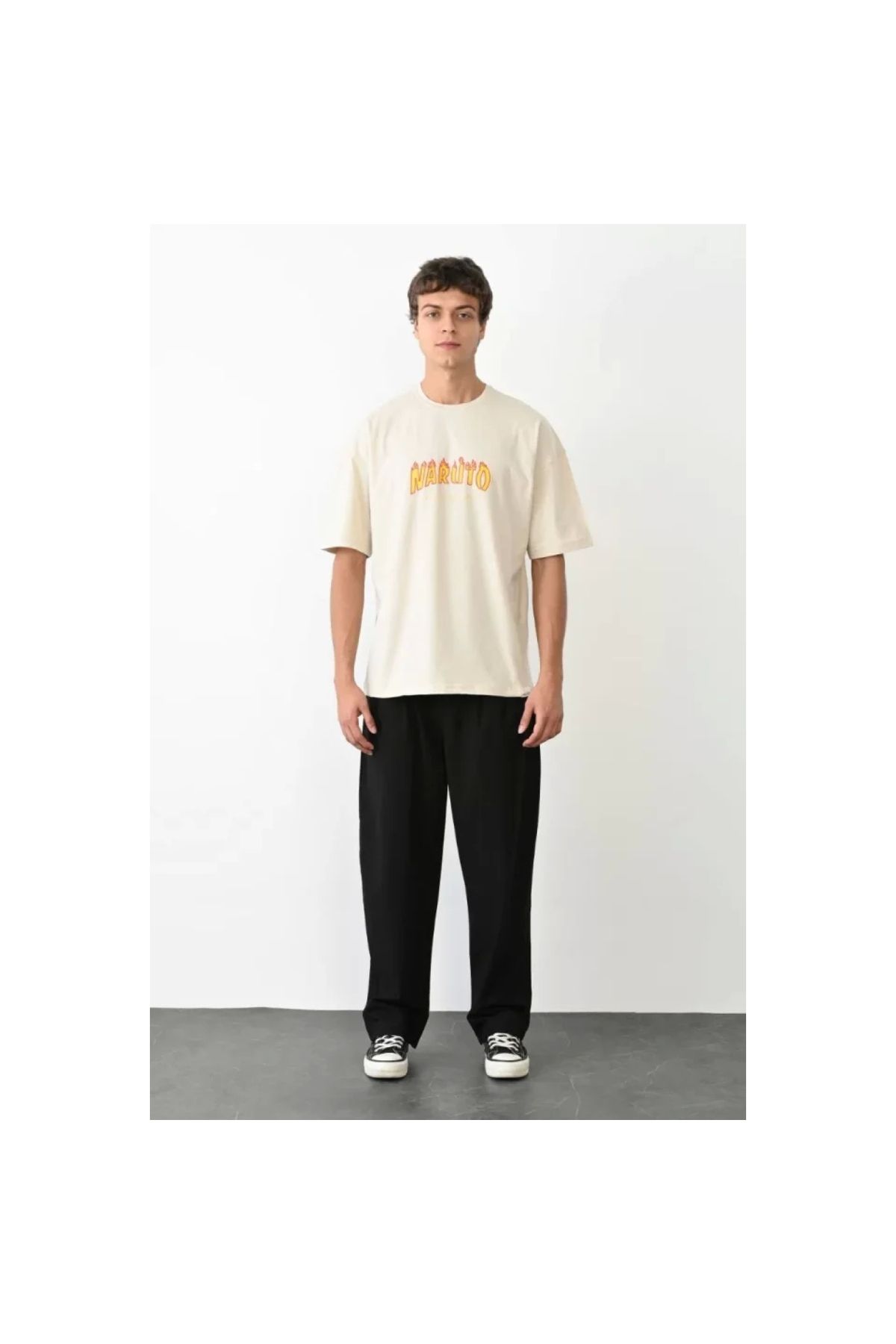 Marsilyan Unisex Bisiklet Yaka Baskılı Oversize TShirt