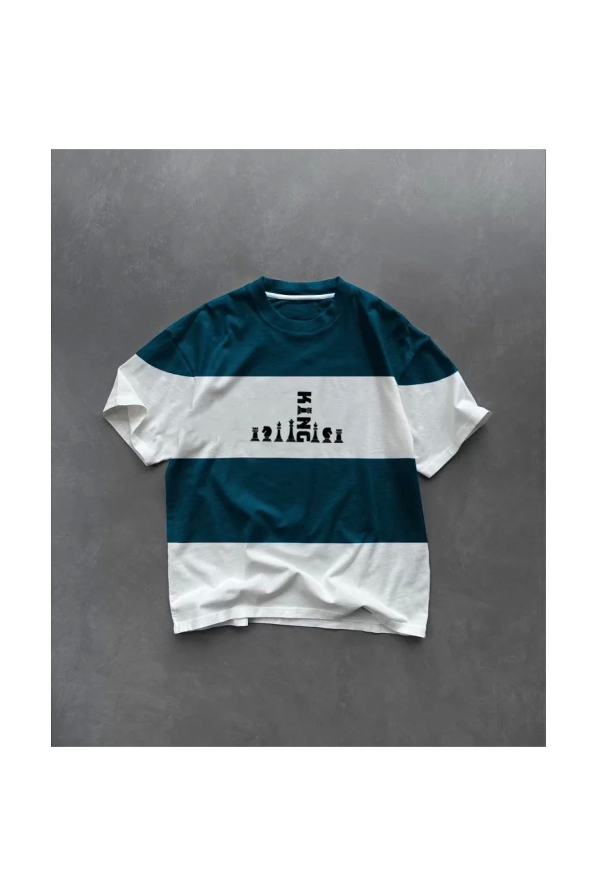 Marsilyan Unisex Bisiklet Yaka Baskılı Parçalı Oversize TShirt