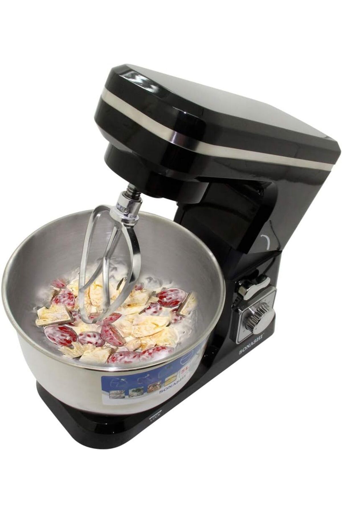 sonashi-Multi-Functional Stand Mixer with Stainless Steel Mixing Bowl - 6 Speeds with Pulse Control | Splash 4