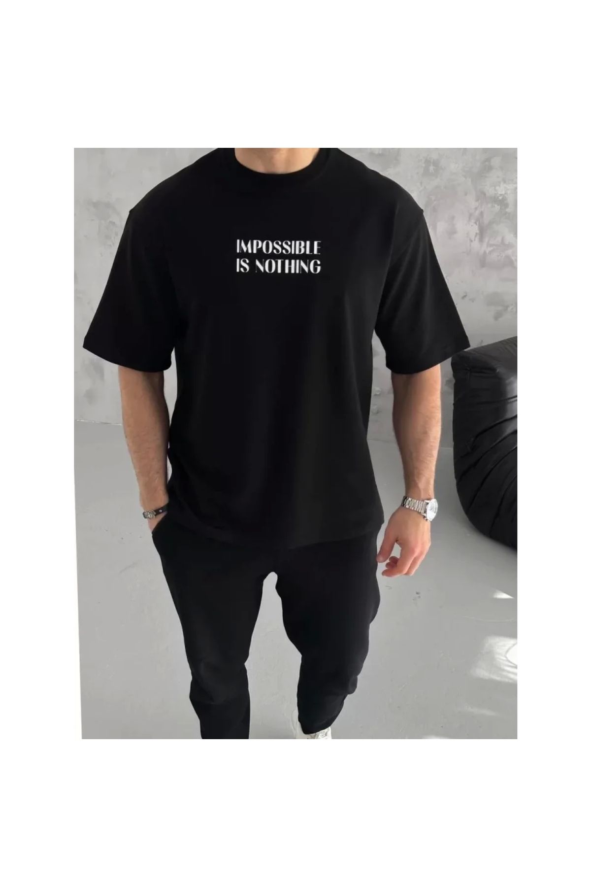 Narnuga Unisex Bisiklet Yaka Baskılı Oversize TShirt
