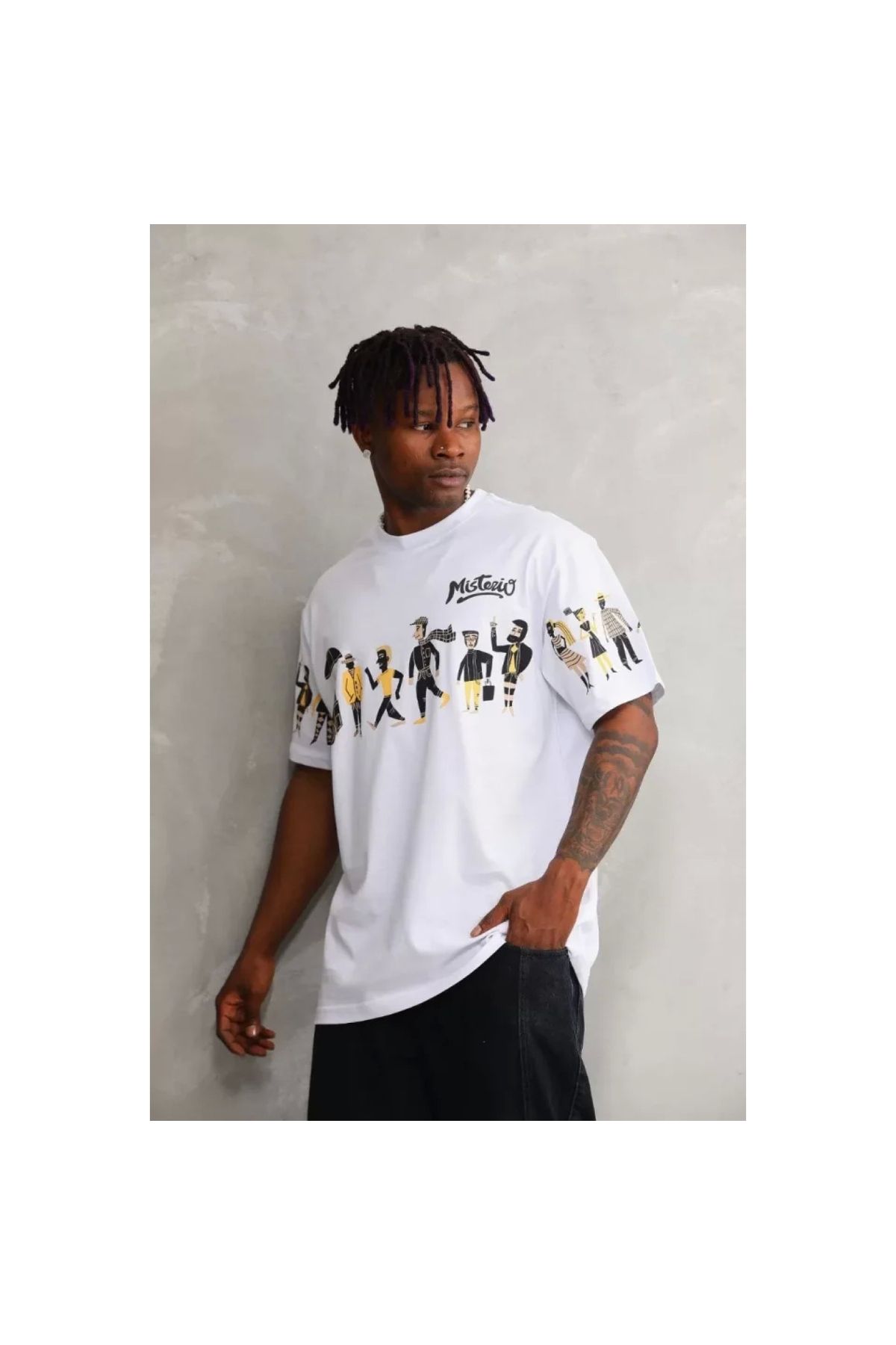 Marsilyan Unisex Bisiklet Yaka Baskılı Oversize TShirt