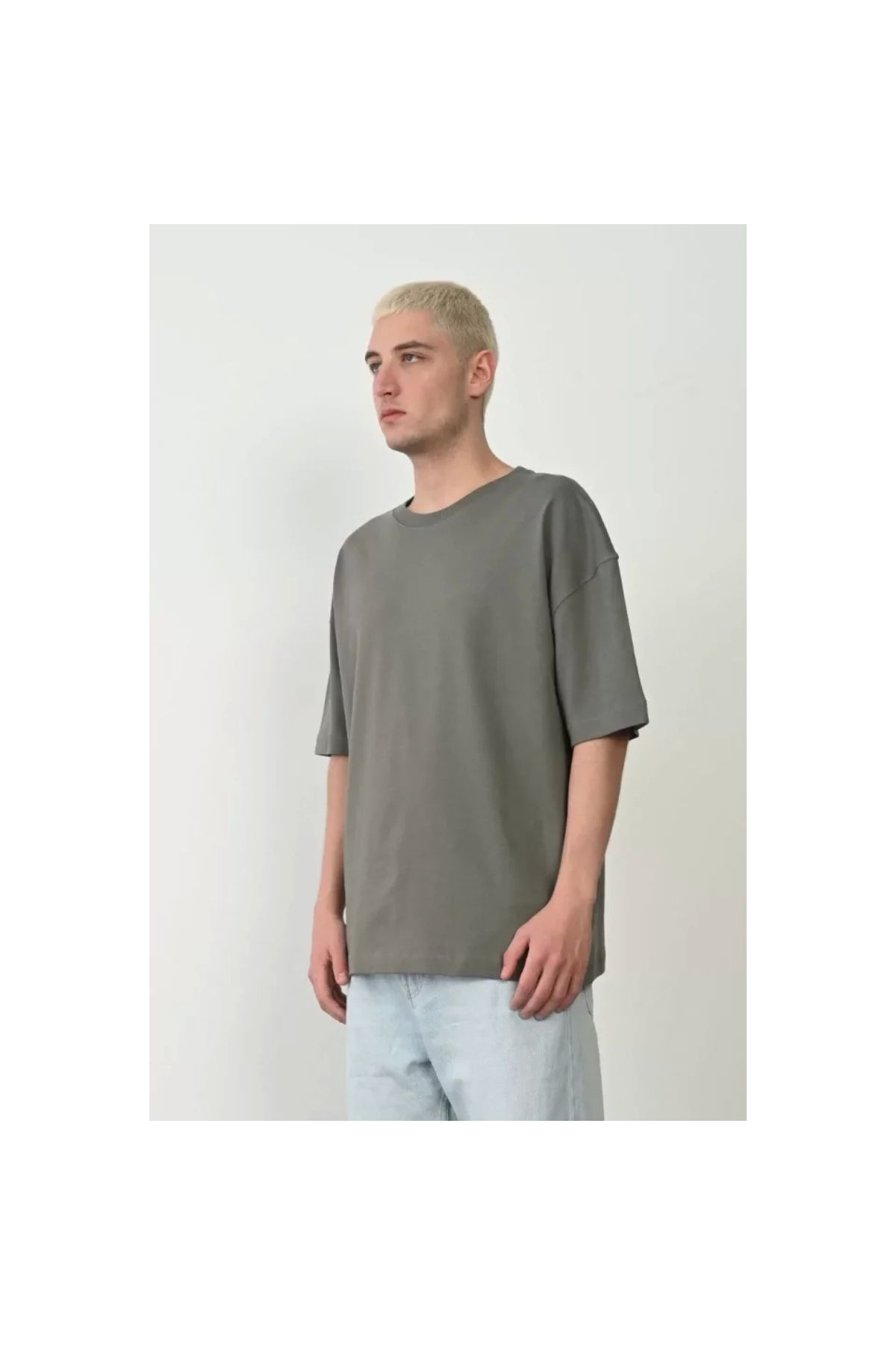 Narnuga Unisex Basic Bisiklet Yaka Oversize TShirt
