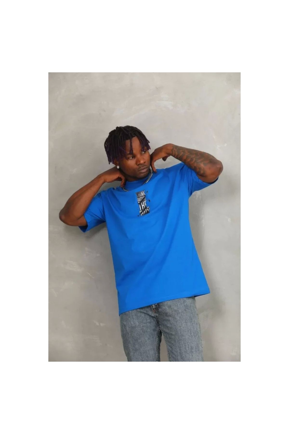 Narnuga Unisex Oversize Baskılı Bisiklet Yaka TShirt