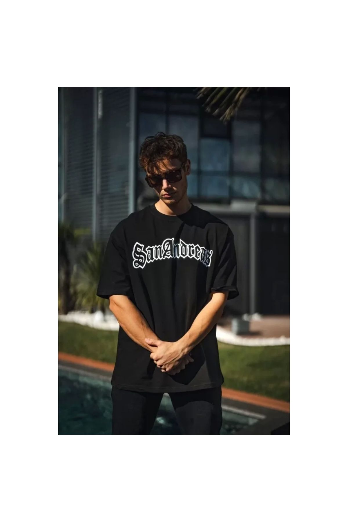 Narnuga Unisex Bisiklet Yaka Baskılı Oversize TShirt