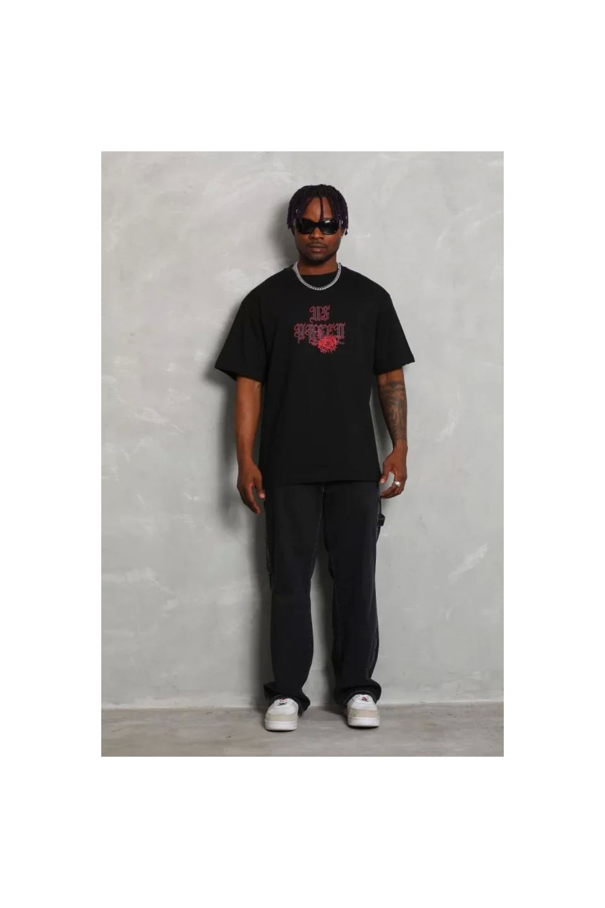 Narnuga Unisex Oversize Baskılı Bisiklet Yaka TShirt