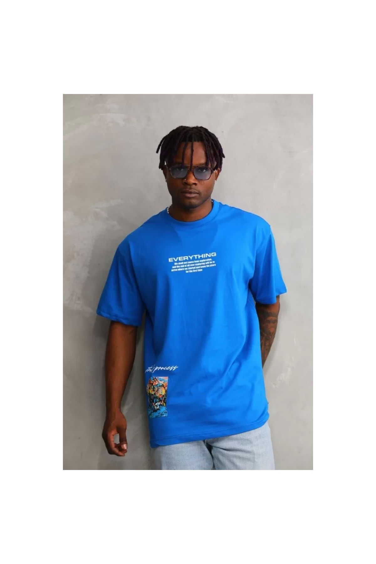 Marsilyan Unisex Bisiklet Yaka Baskılı Oversize TShirt