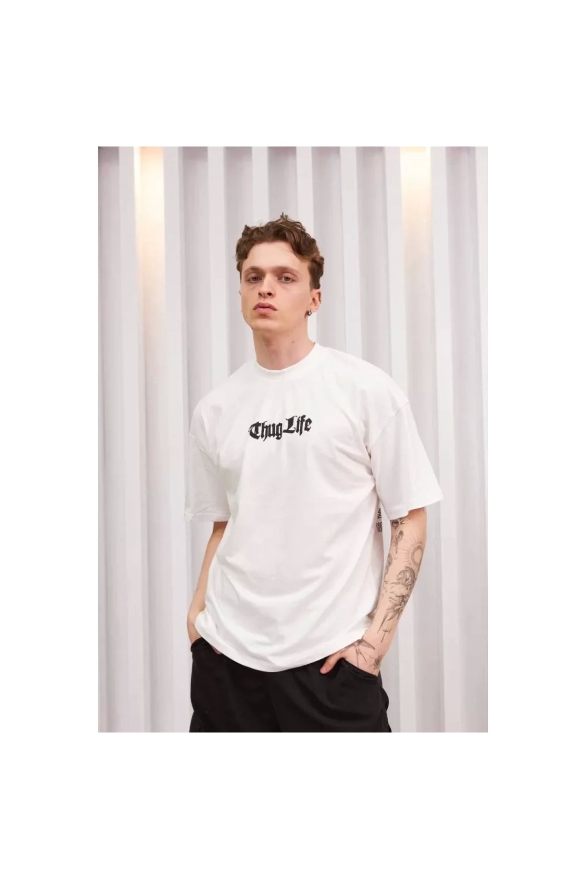 Narnuga Unisex Bisiklet Yaka Baskılı Oversize TShirt