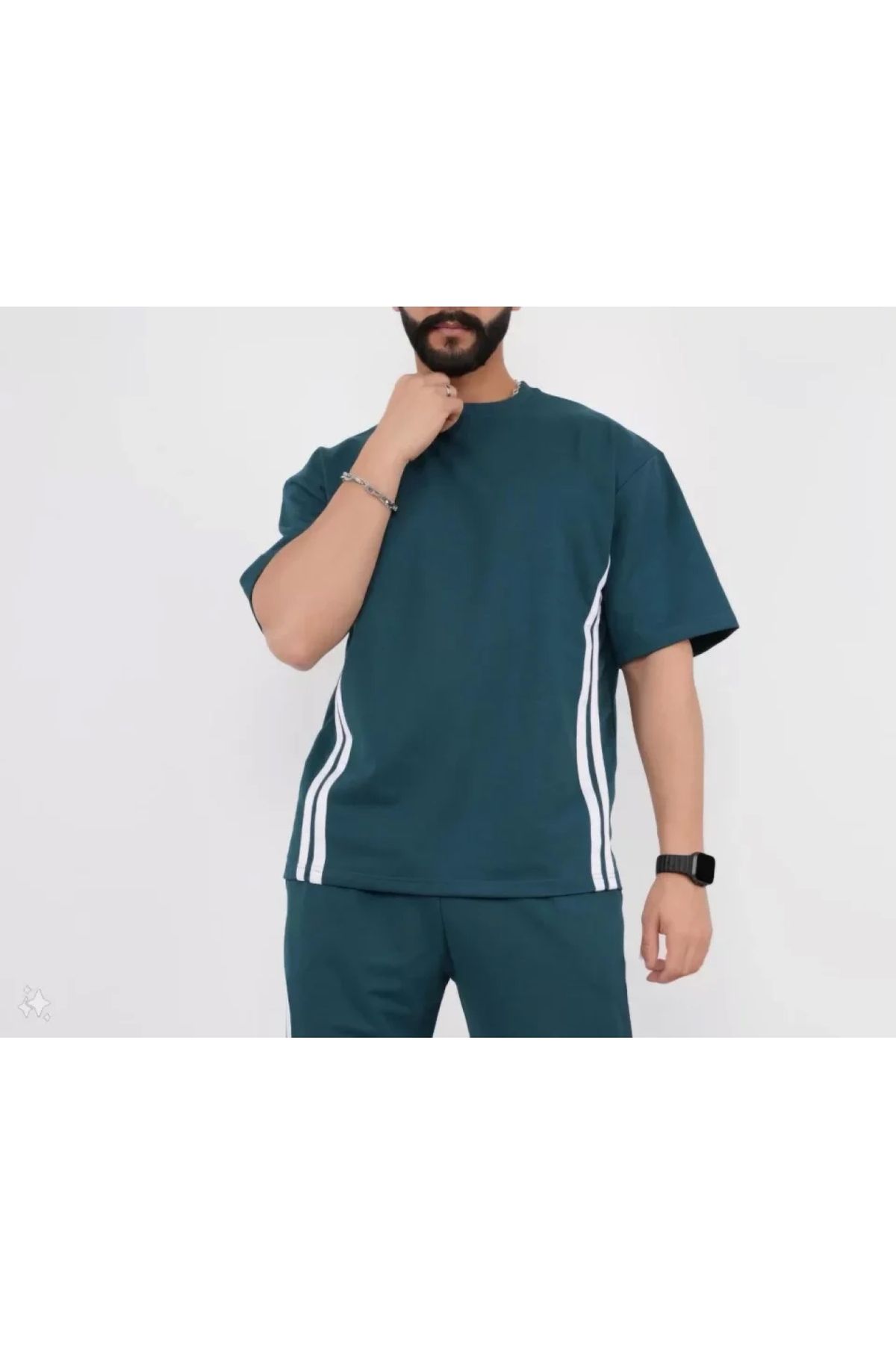 Narnuga Unisex Oversize Yanları Şeritli TShirt