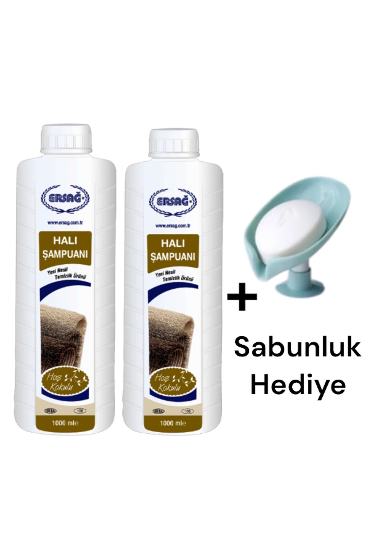 Ersağ Halı Şampuanı 1000 ML 2 ADET + Sabunluk